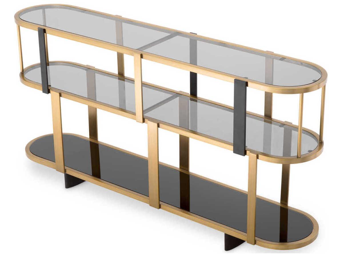 Eichholtz Clio Round Low Brushed Brass Cabinet