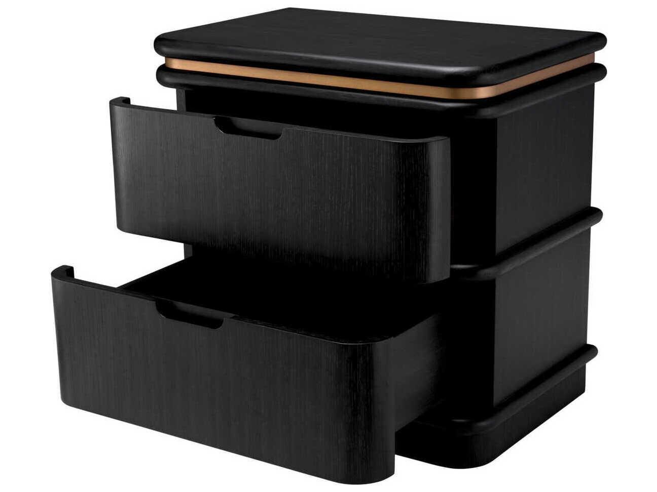 Eichholtz Costanzo Charcoal Grey Oak Veneer Nightstand