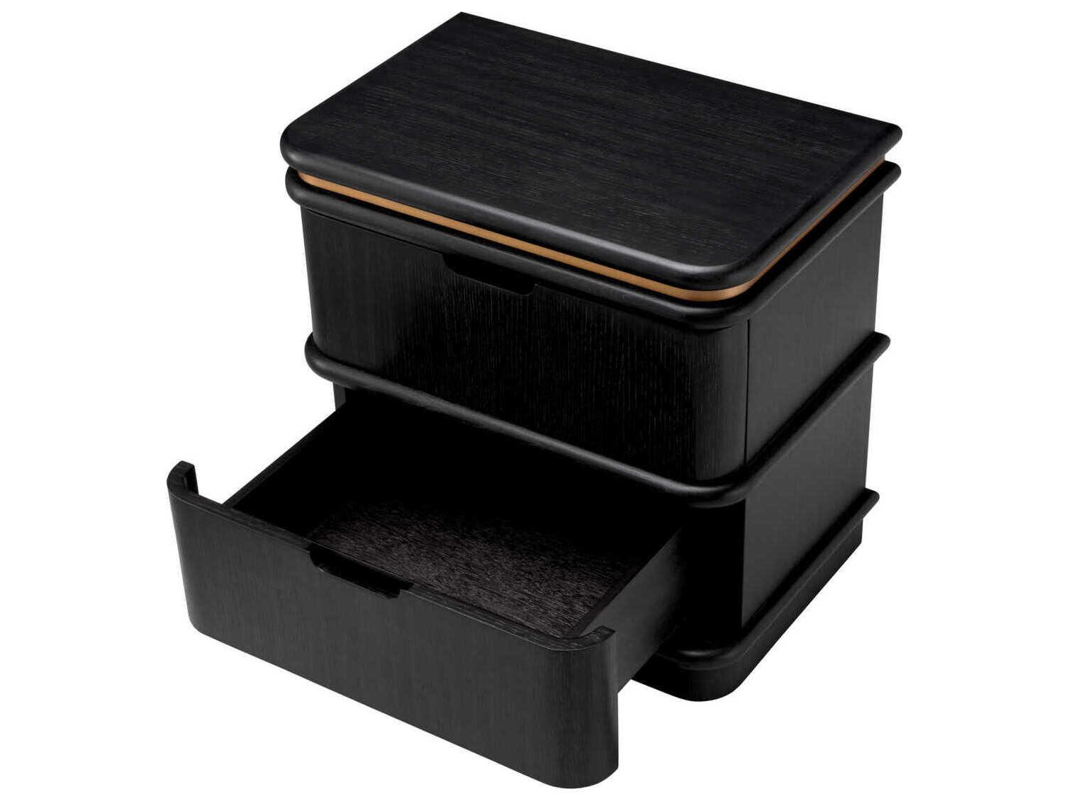 Eichholtz Costanzo Charcoal Grey Oak Veneer Nightstand