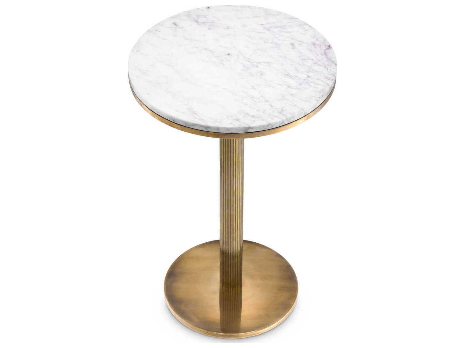 Eichholtz Tavolara Vintage Brass White Marble Side Table