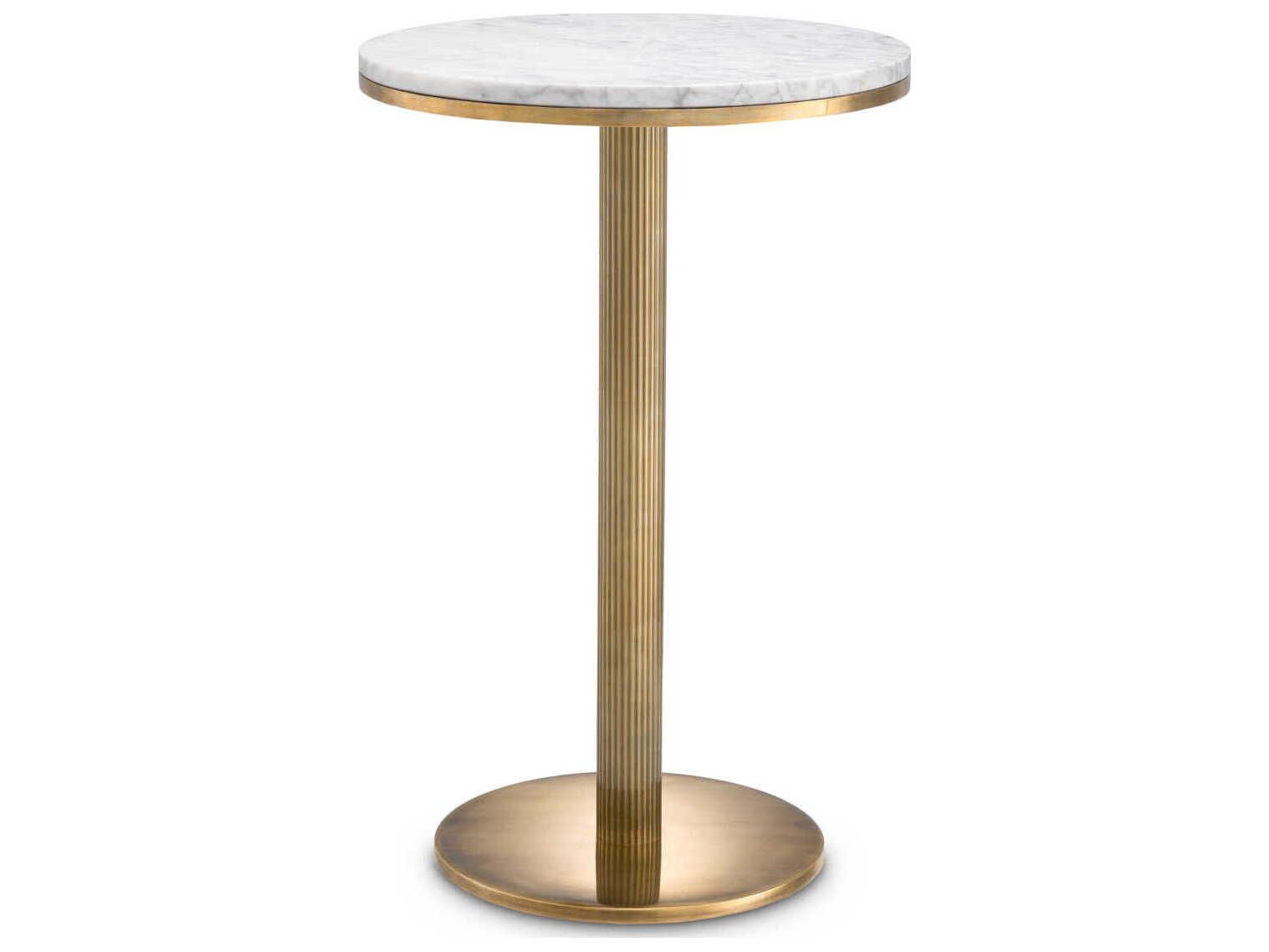 Eichholtz Tavolara Vintage Brass White Marble Side Table