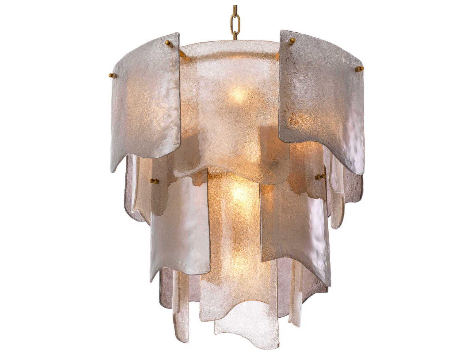 Eichholtz Asinara S Antique Brass Smoke Glass Chandelier