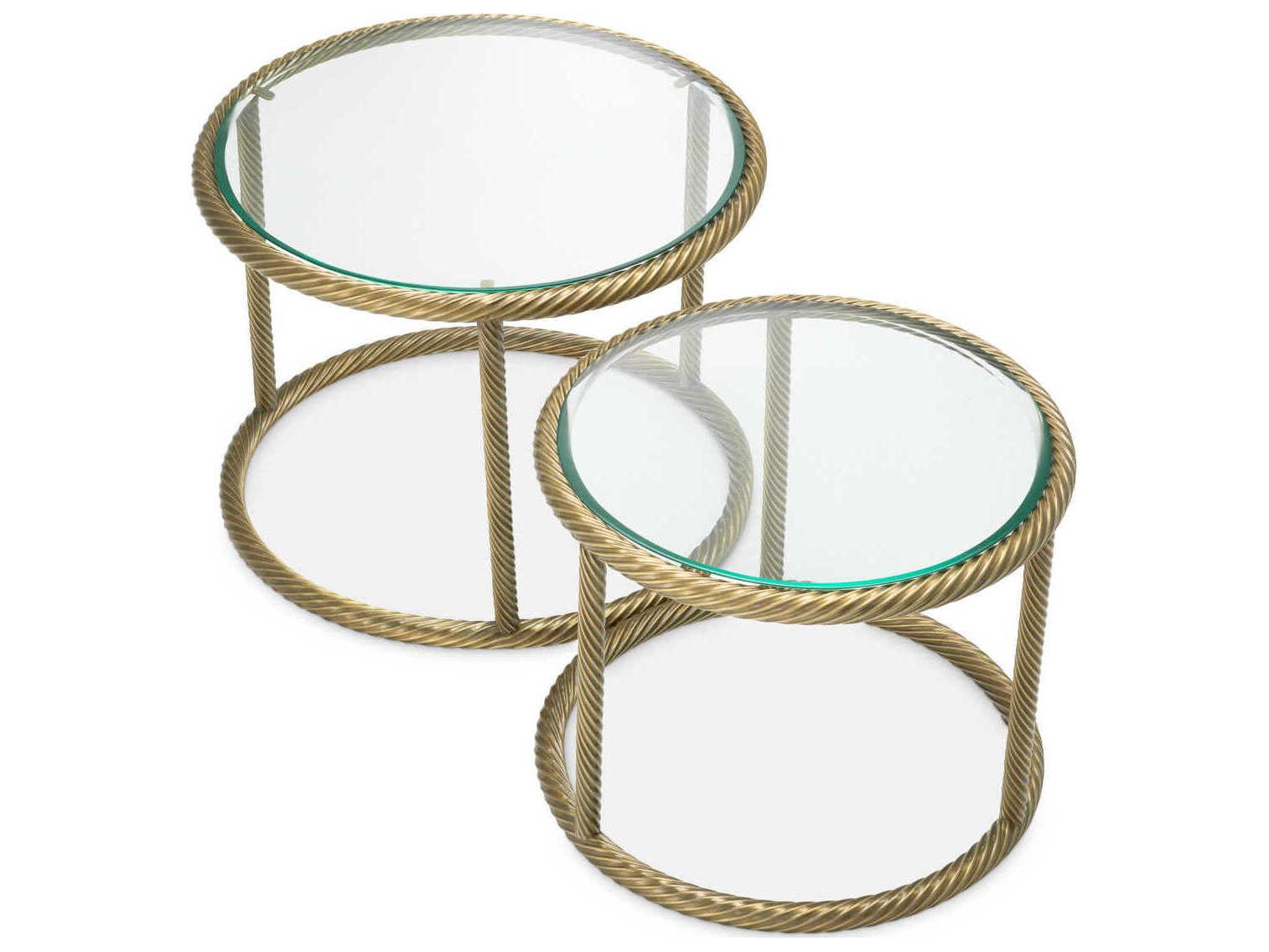 Eichholtz Addison Vintage Brass Set of 2 Side Table