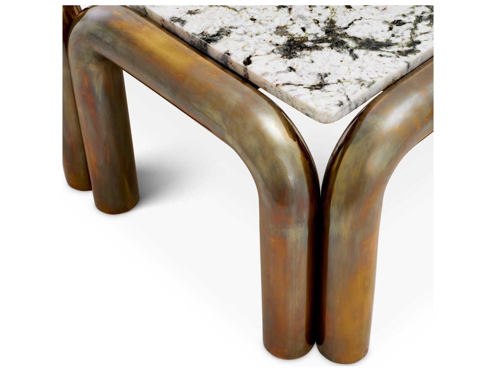 Eichholtz Sunwood Vintage Brass White Marble Top Coffee Table