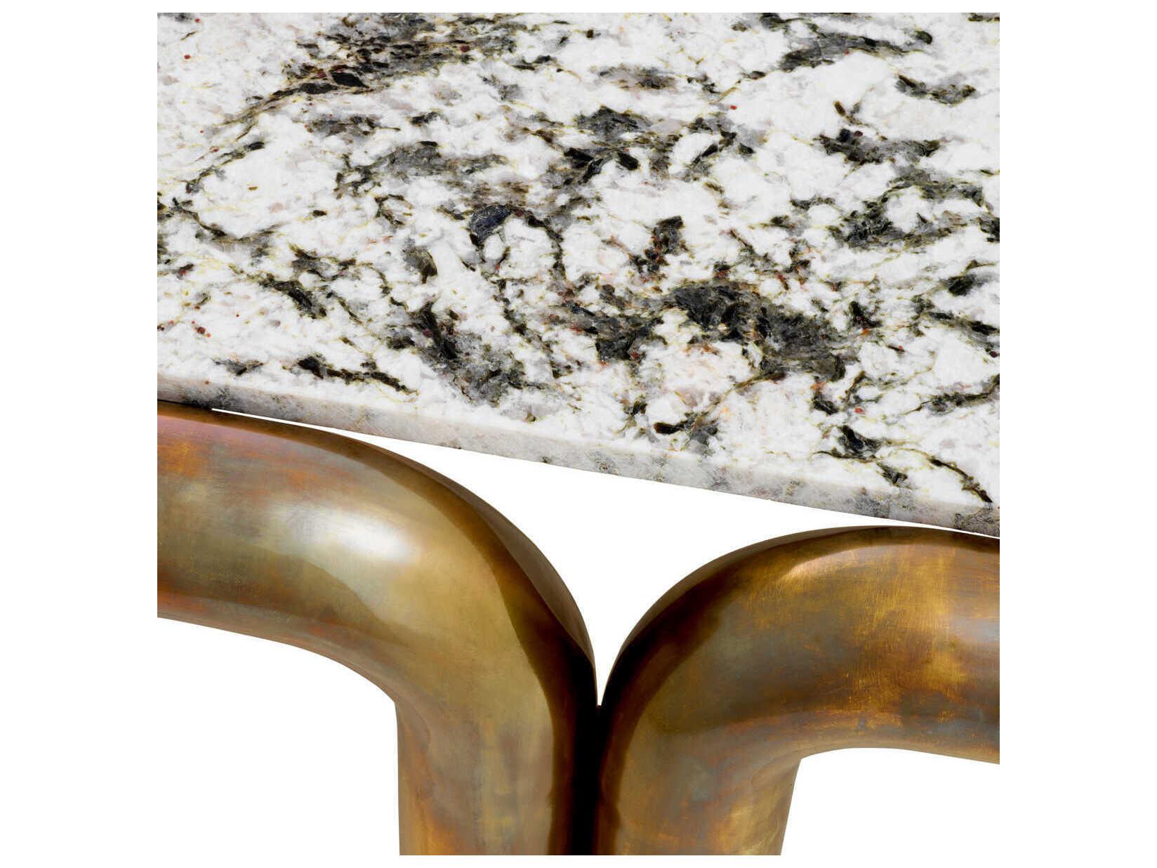 Eichholtz Sunwood Vintage Brass White Marble Top Coffee Table