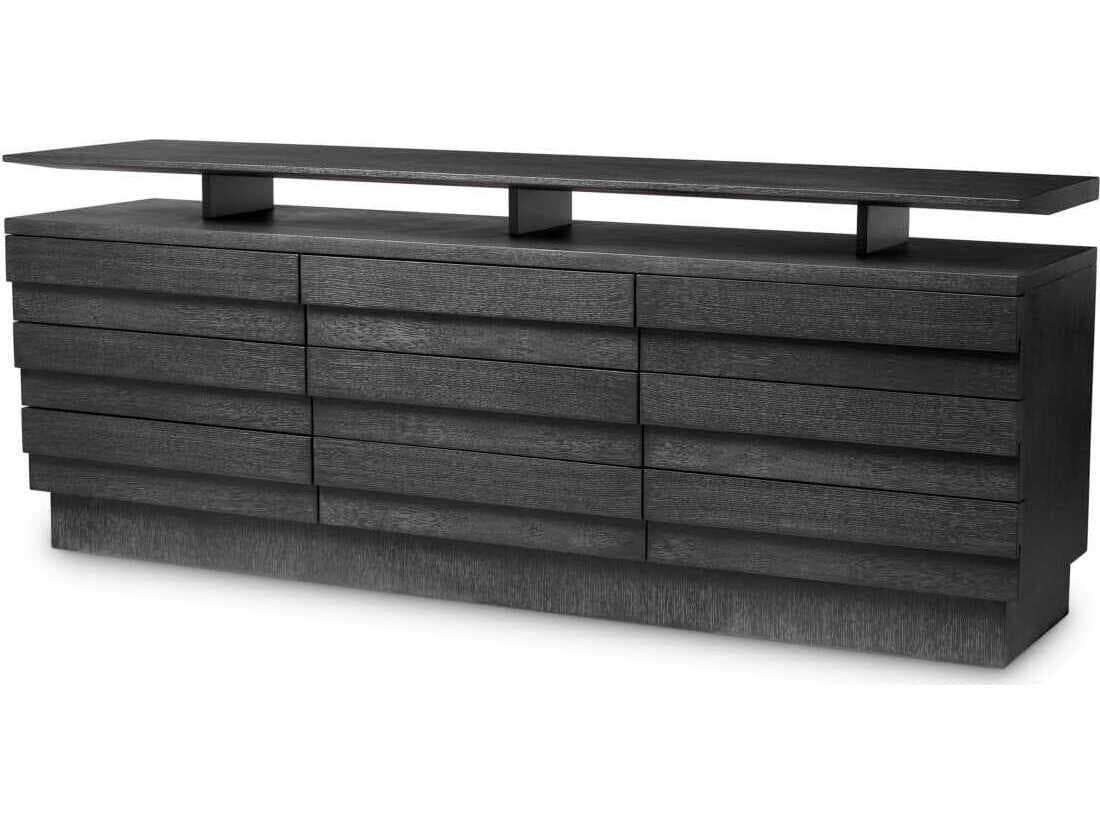 Eichholtz Dresser Quintino Charcoal Grey Oak Veneer Drawer