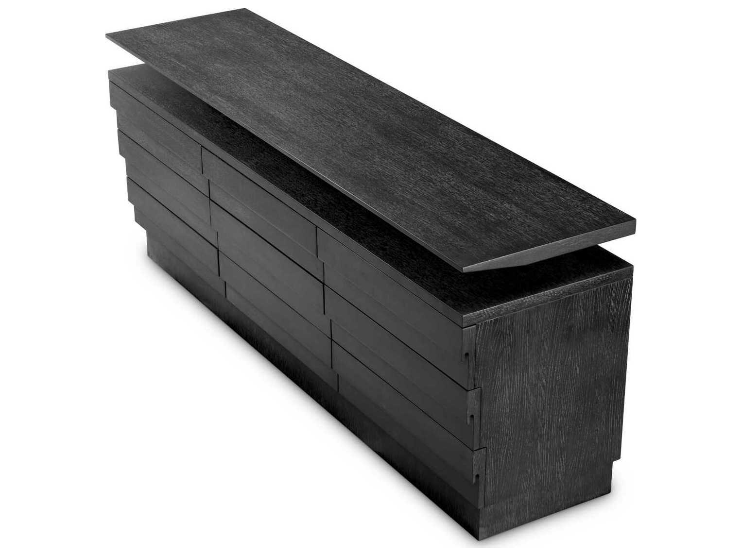 Eichholtz Dresser Quintino Charcoal Grey Oak Veneer Drawer