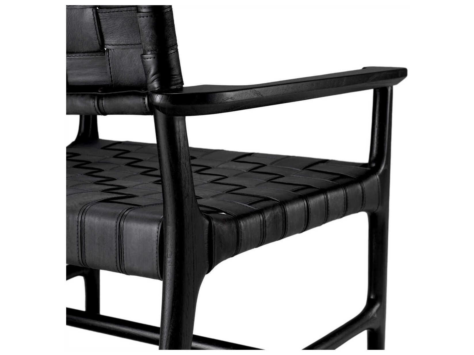 Eichholtz Tiberio Black Leather Classic Black Chair