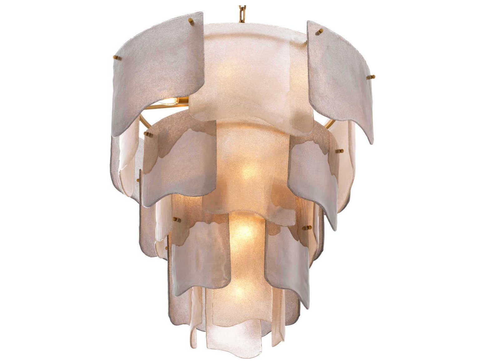 Eichholtz Asinara L Antique Brass Smoke Glass Chandelier