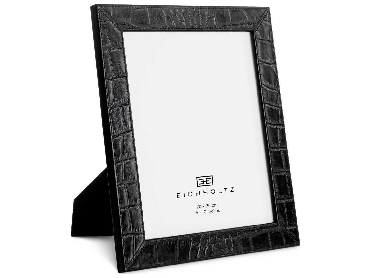 Eichholtz Scaleo Croco Embossed Black Leather Set of 2 Picture Frame