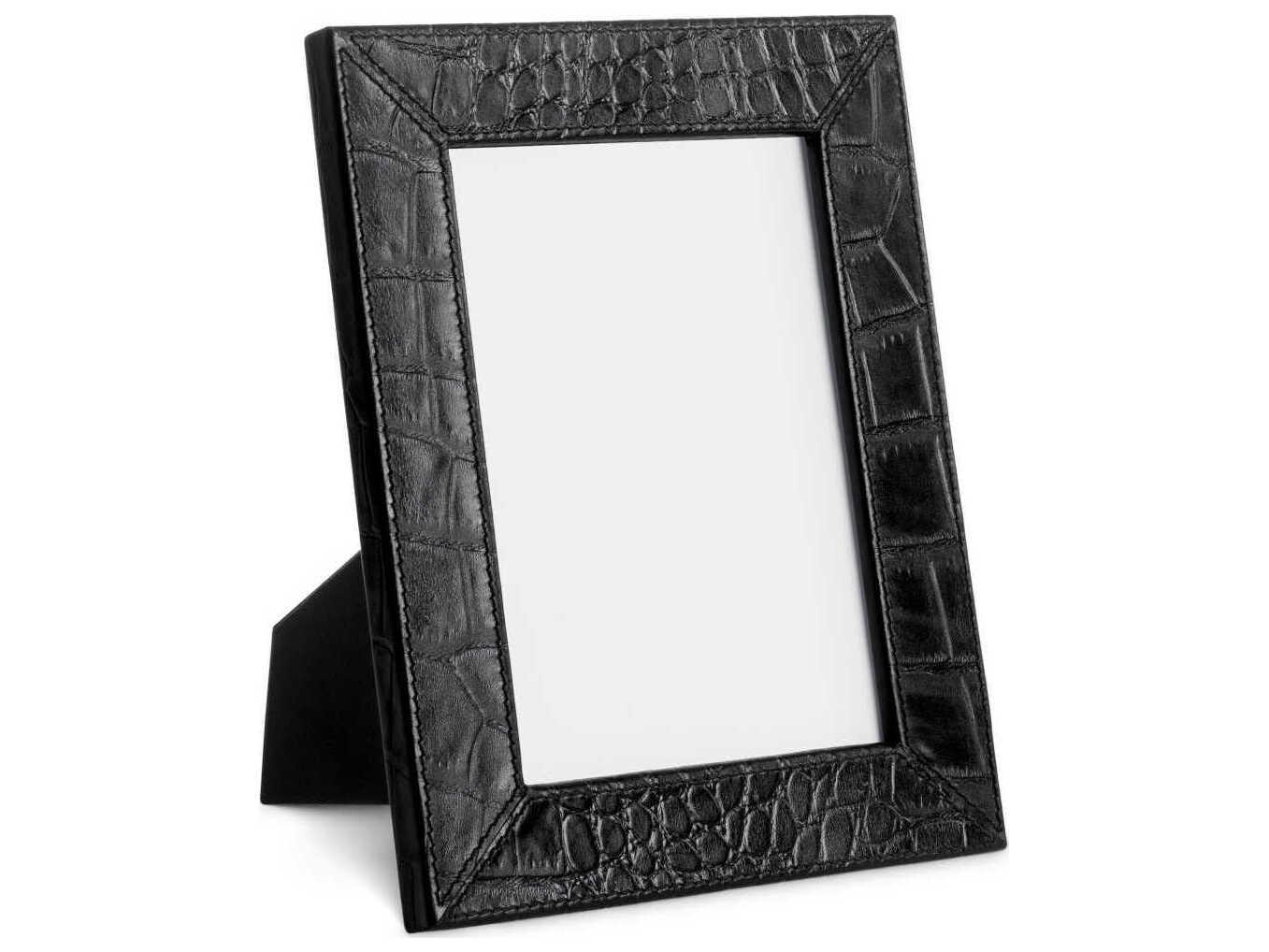 Eichholtz Scaleo Croco Embossed Black Leather Set of 2 Picture Frame
