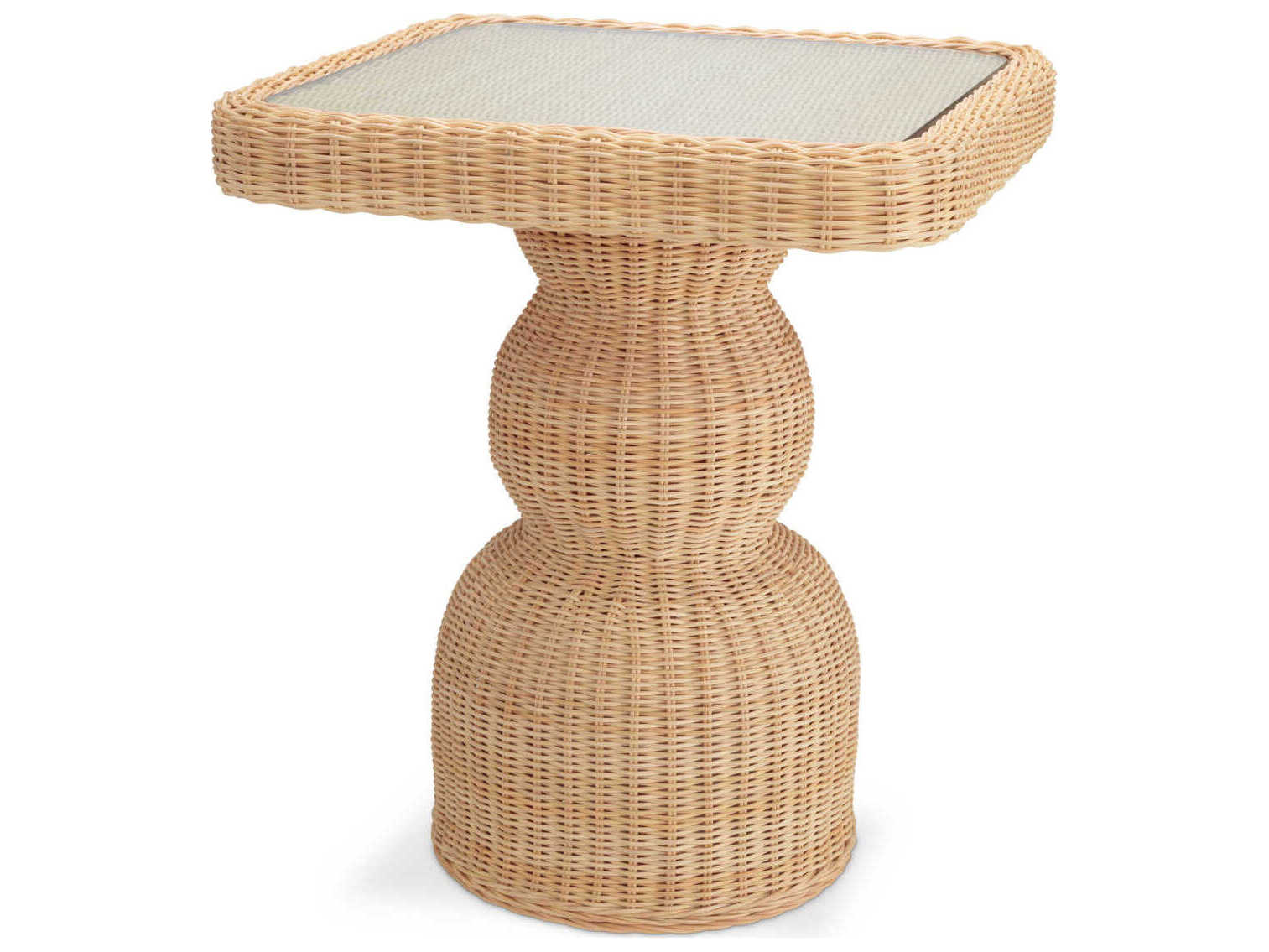 Eichholtz Tiago Natural Rattan Incl Glass Top Side Table