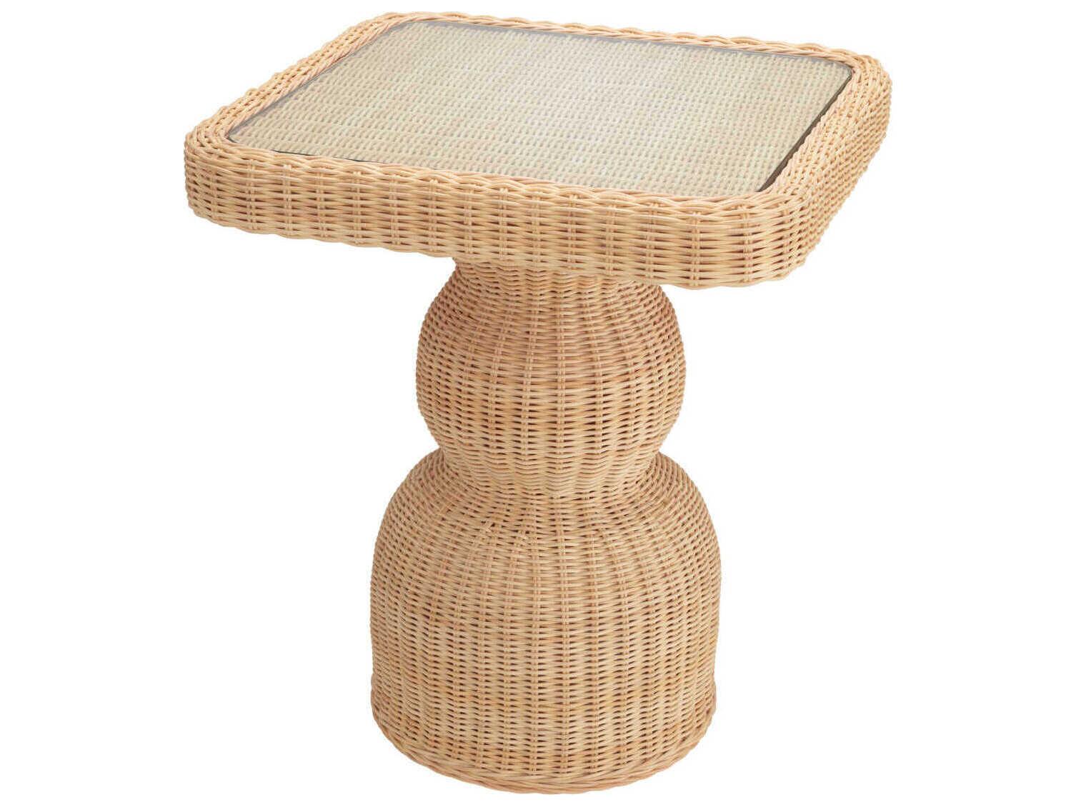 Eichholtz Tiago Natural Rattan Incl Glass Top Side Table