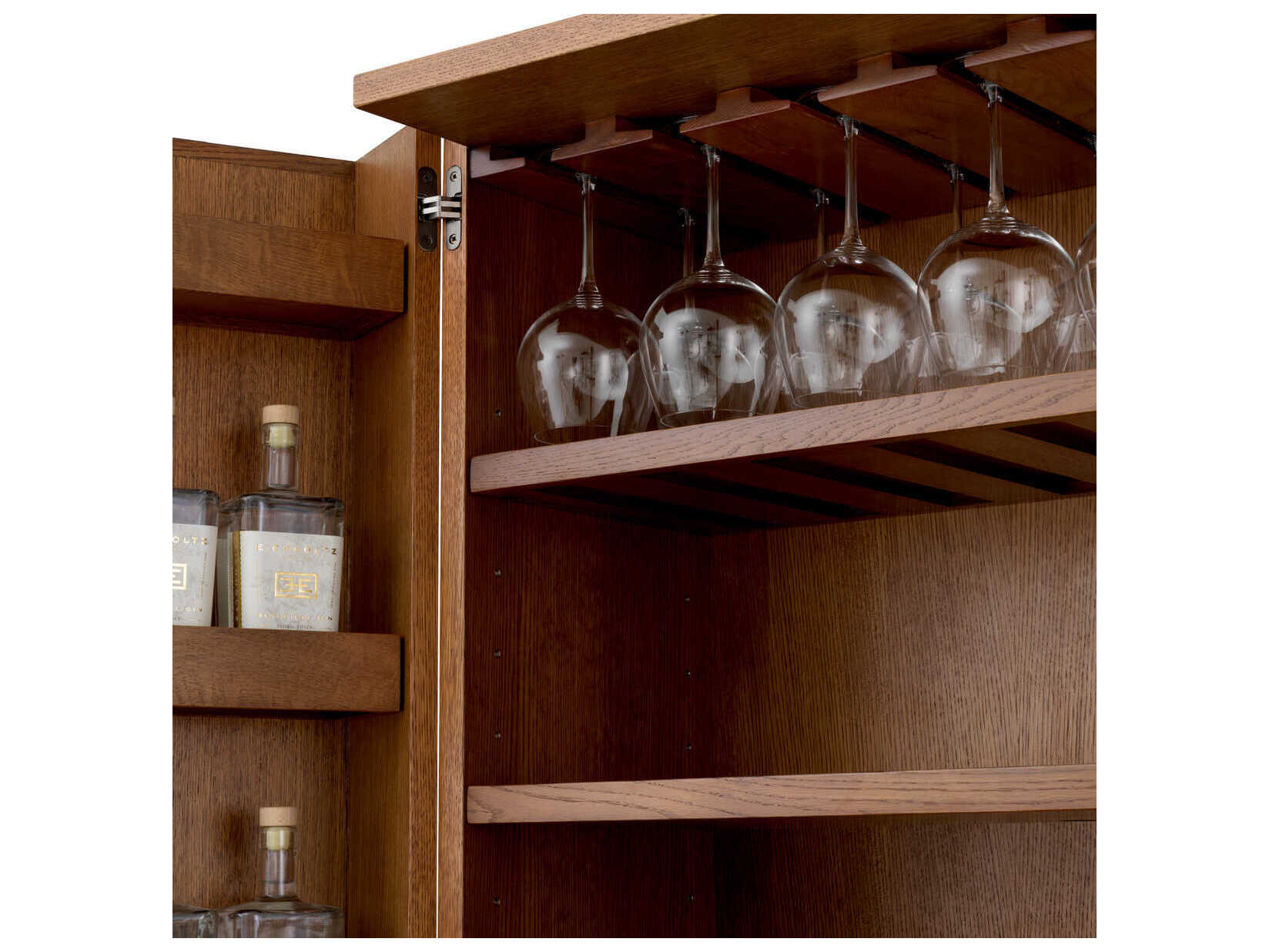 Eichholtz Borchard Caramel Oak Veneer Bar Cabinet