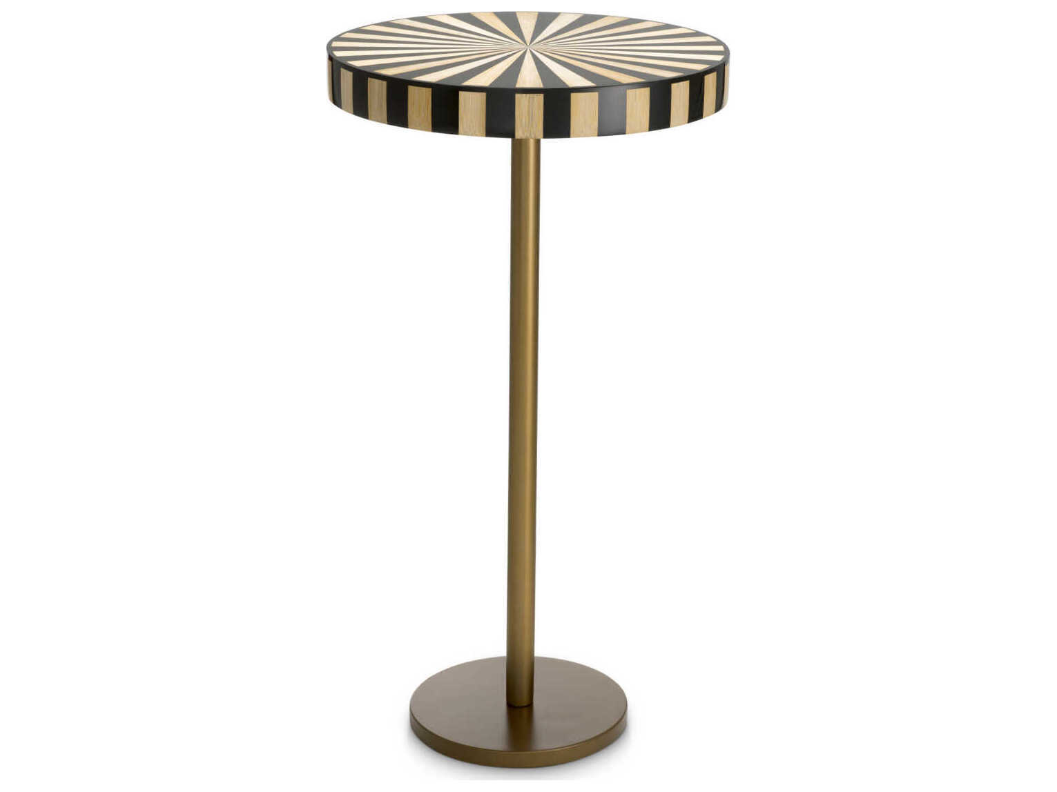 Eichholtz Albany Antique Brass Marquetry Top Side Table