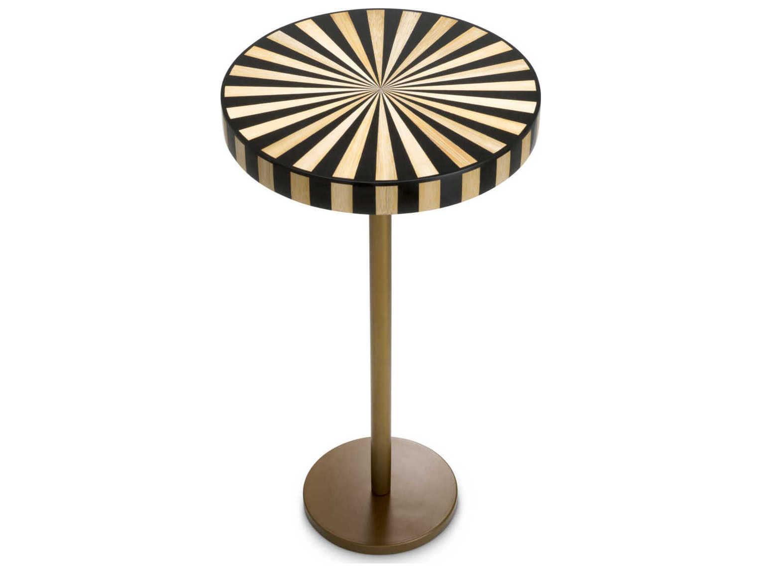 Eichholtz Albany Antique Brass Marquetry Top Side Table