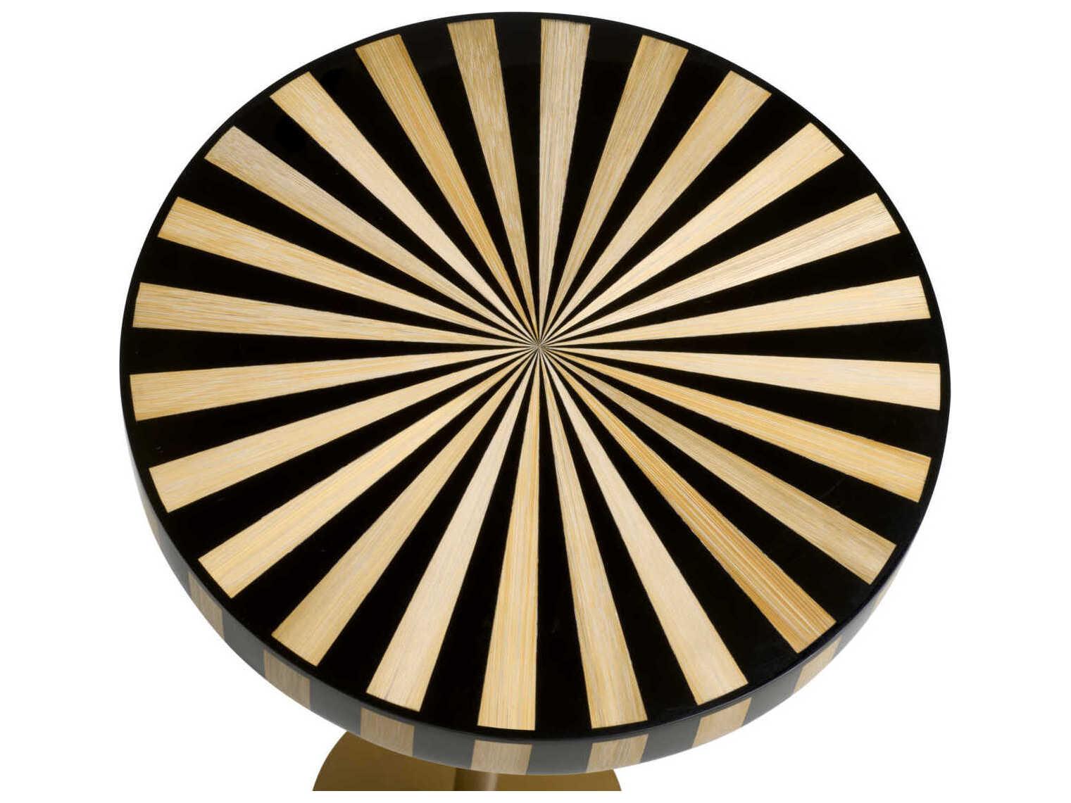 Eichholtz Albany Antique Brass Marquetry Top Side Table