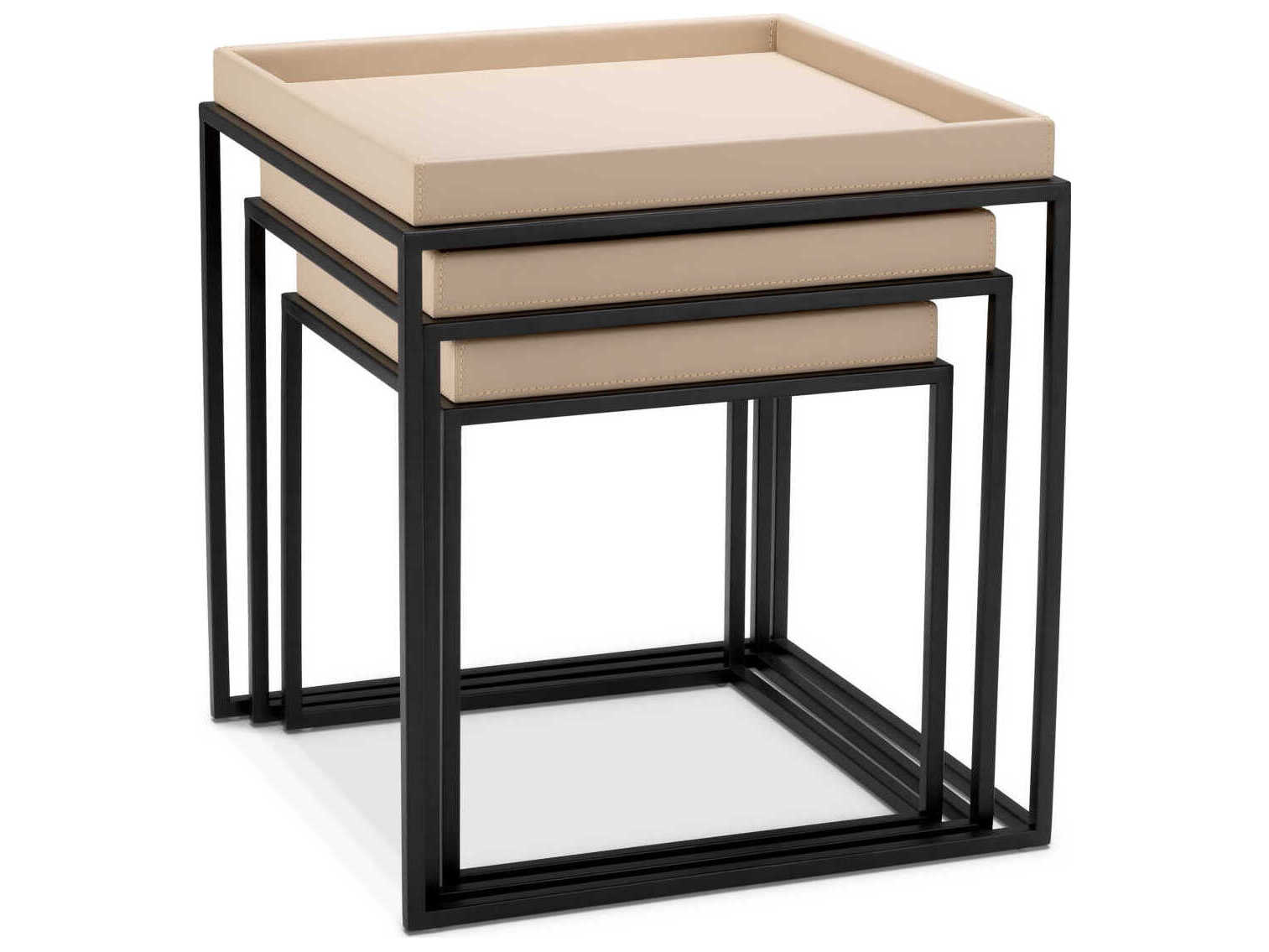 Eichholtz Leonard Matte Black Set of 3 Side Table