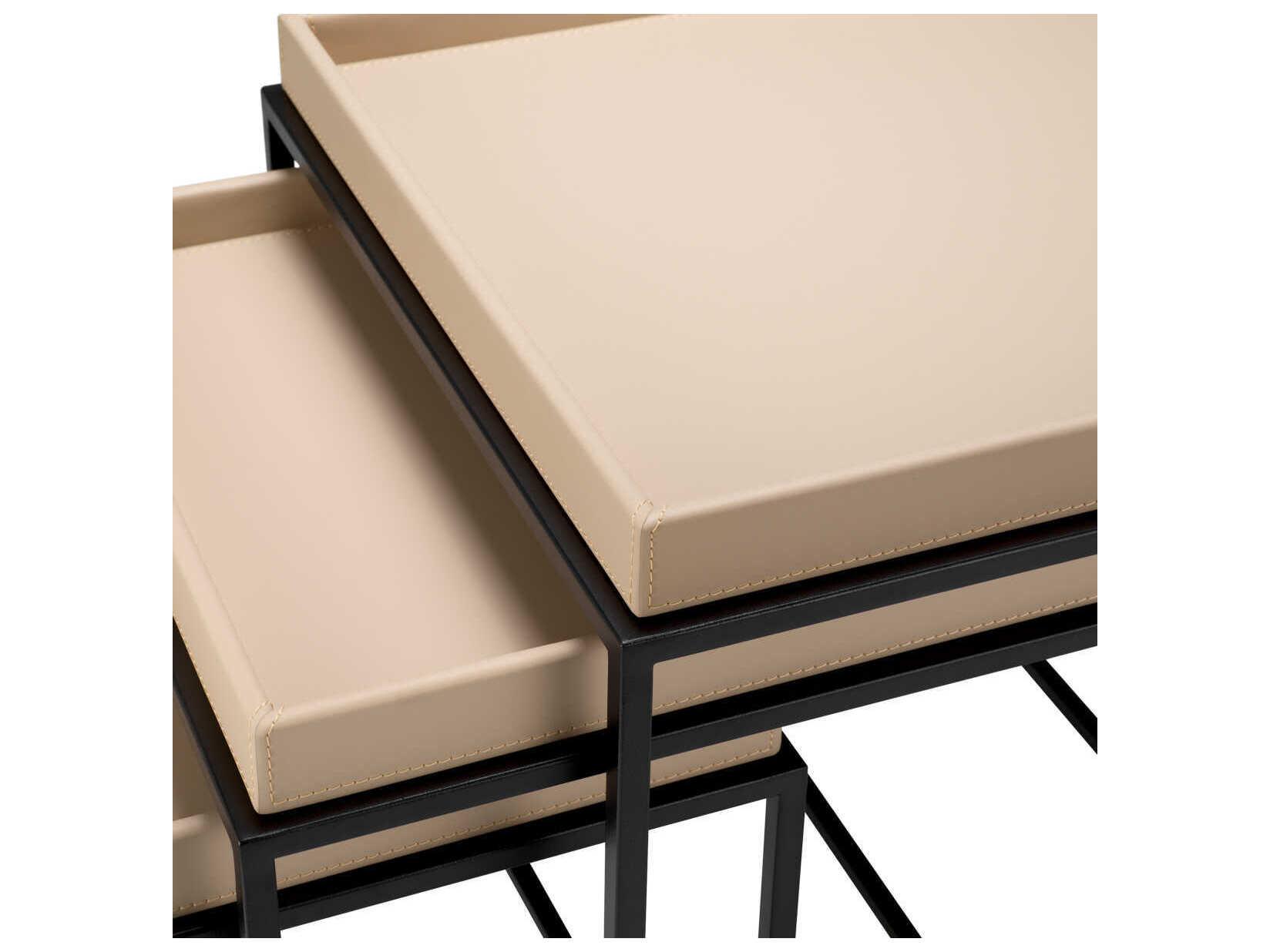 Eichholtz Leonard Matte Black Set of 3 Side Table