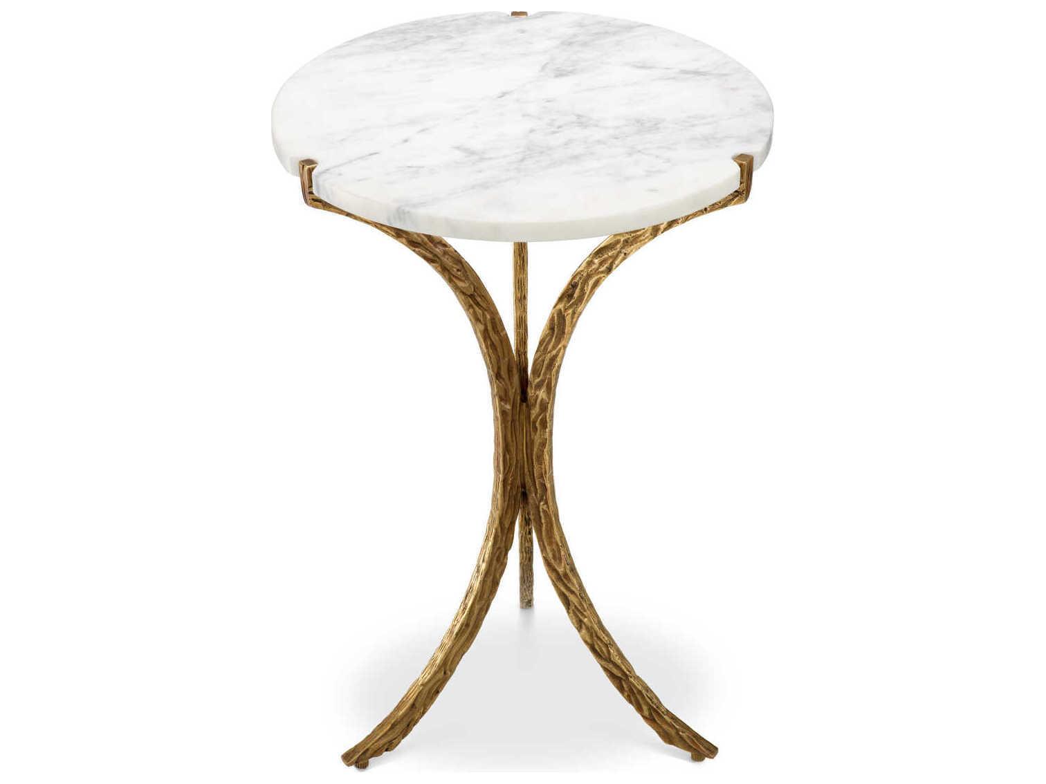 Eichholtz Emmeline Vintage Brass White Marble Side Table