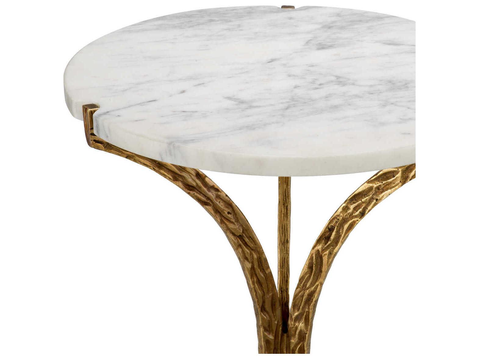 Eichholtz Emmeline Vintage Brass White Marble Side Table