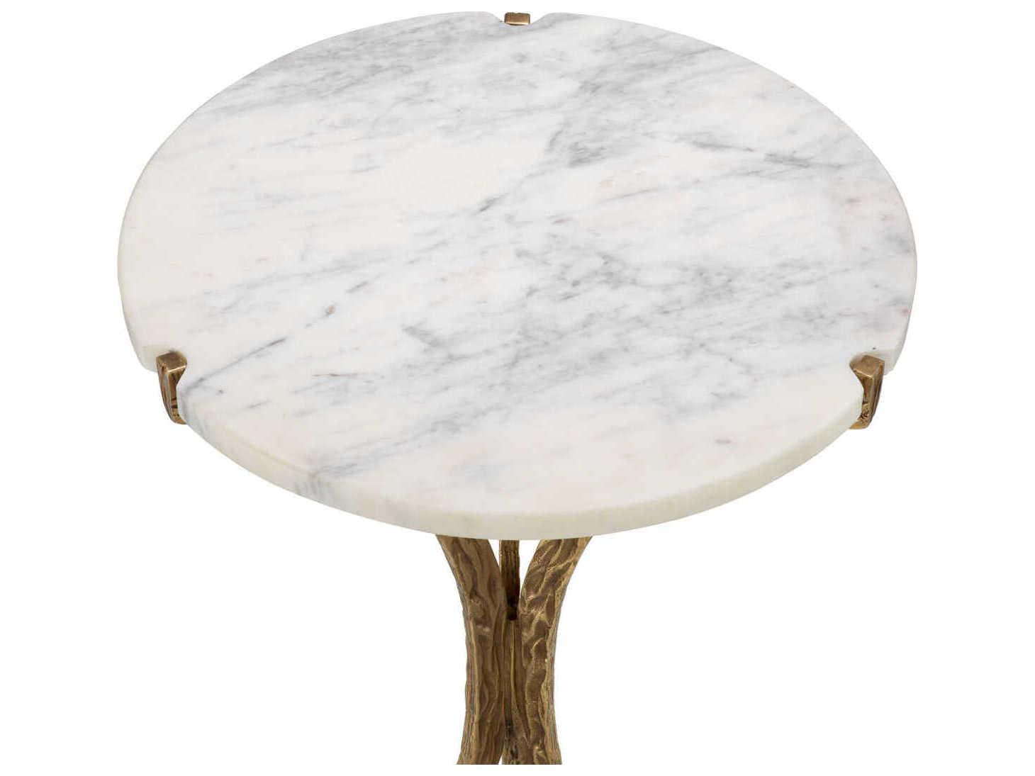 Eichholtz Emmeline Vintage Brass White Marble Side Table