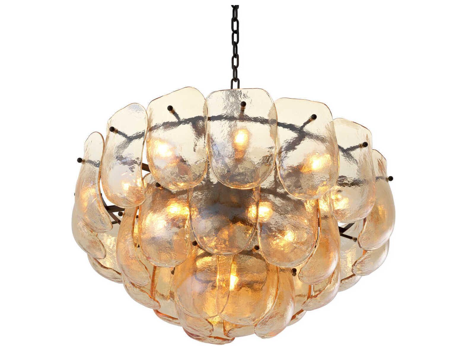 Eichholtz Gustave Champagne Colored Glass Chandelier