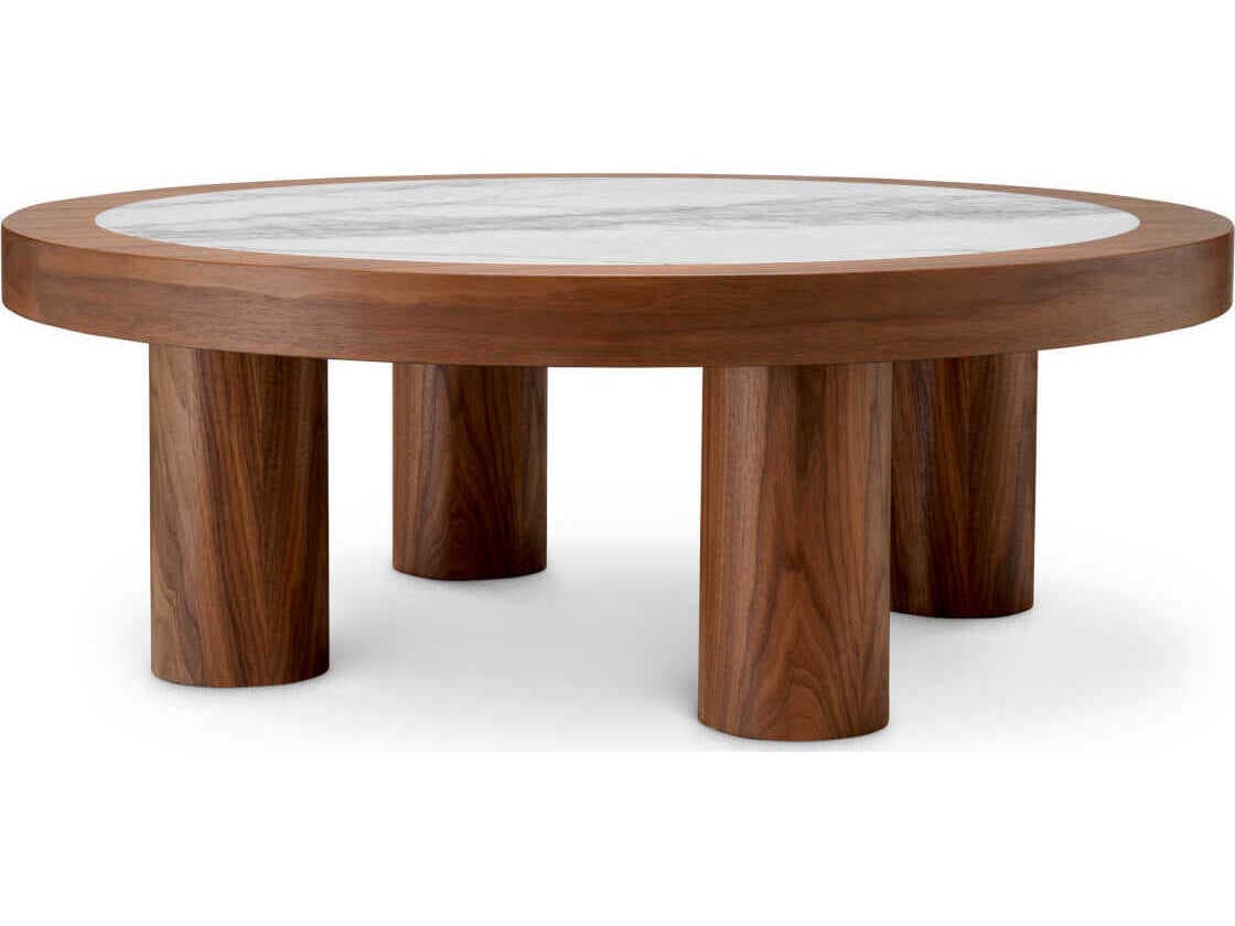 Eichholtz Presedio Walnut Veneer Biano Lilac Marble Coffee Table