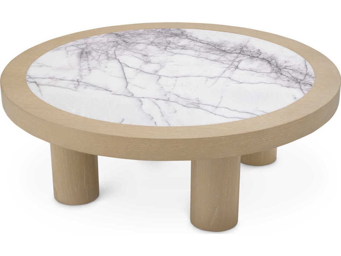 Eichholtz Presedio Washed Oak Veneer Biano Lilac Marble Coffee Table