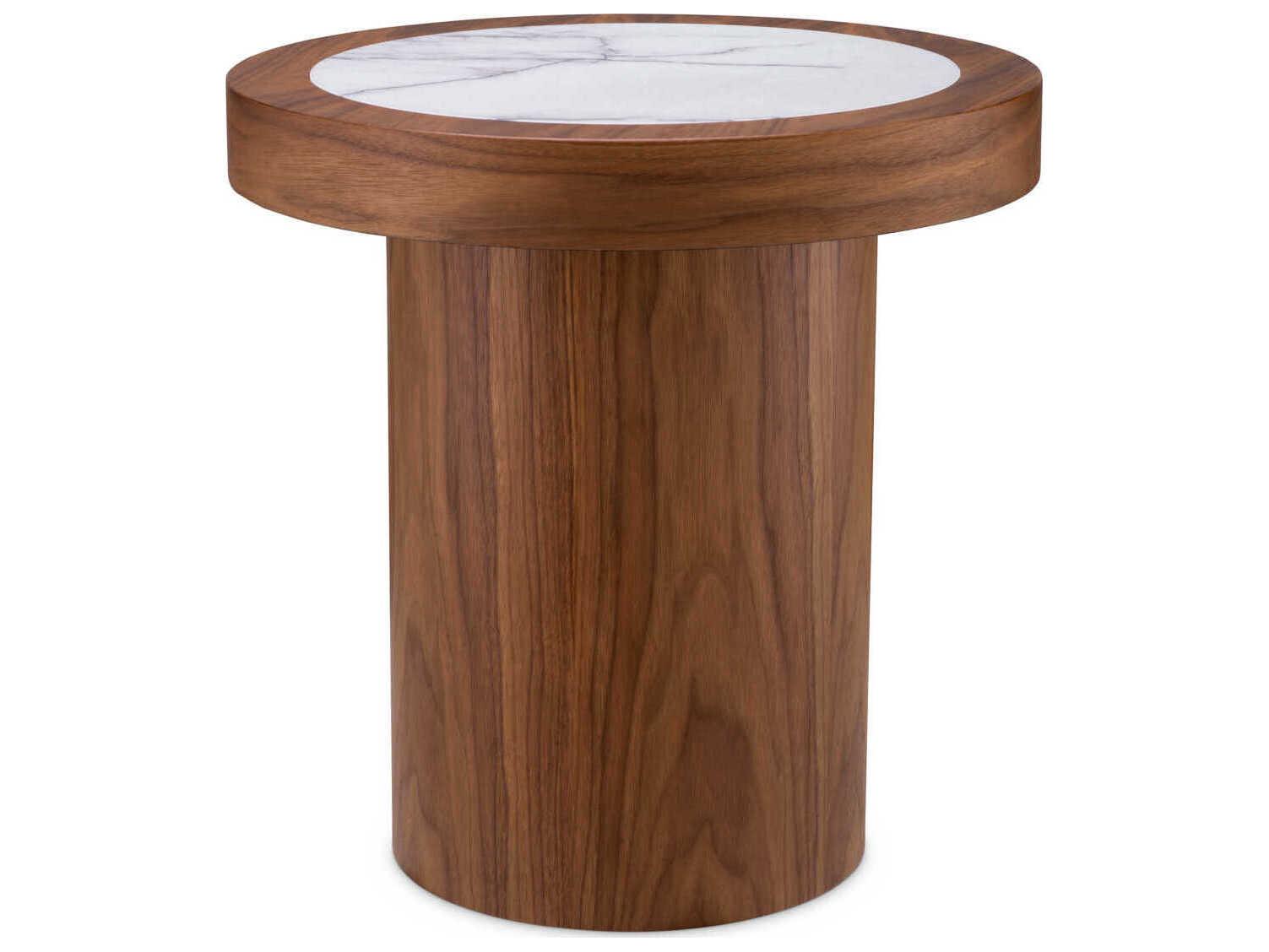 Eichholtz Presedio Walnut Veneer Biano Lilac Marble Top Side Table