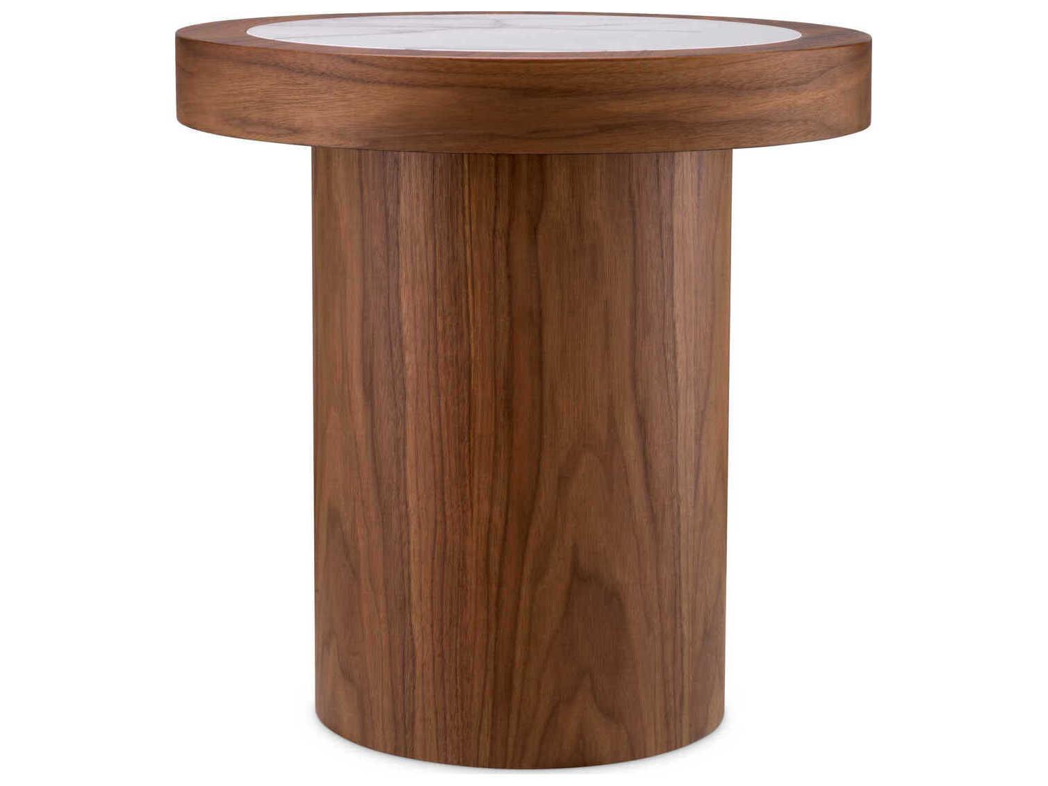 Eichholtz Presedio Walnut Veneer Biano Lilac Marble Top Side Table