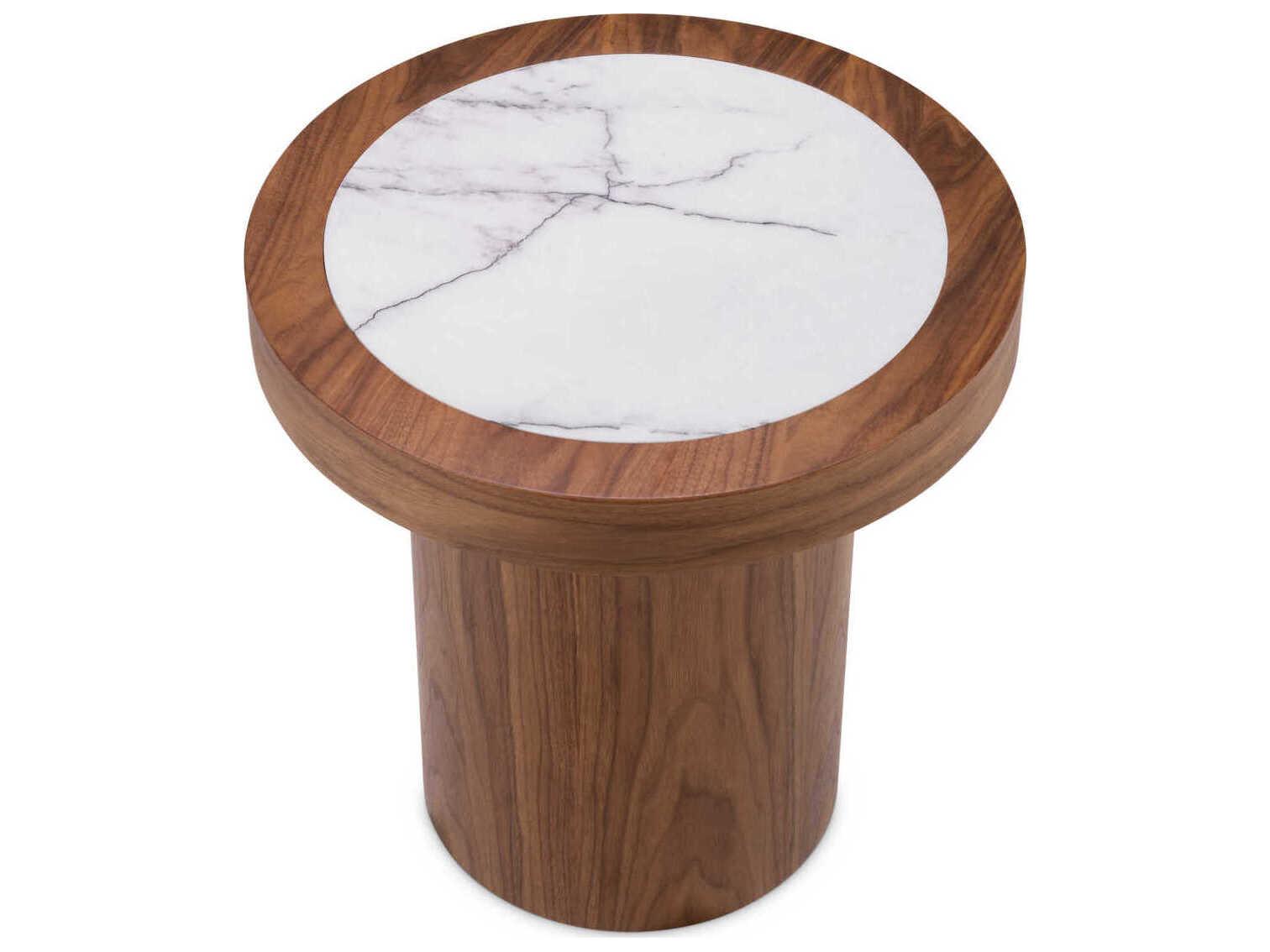Eichholtz Presedio Walnut Veneer Biano Lilac Marble Top Side Table