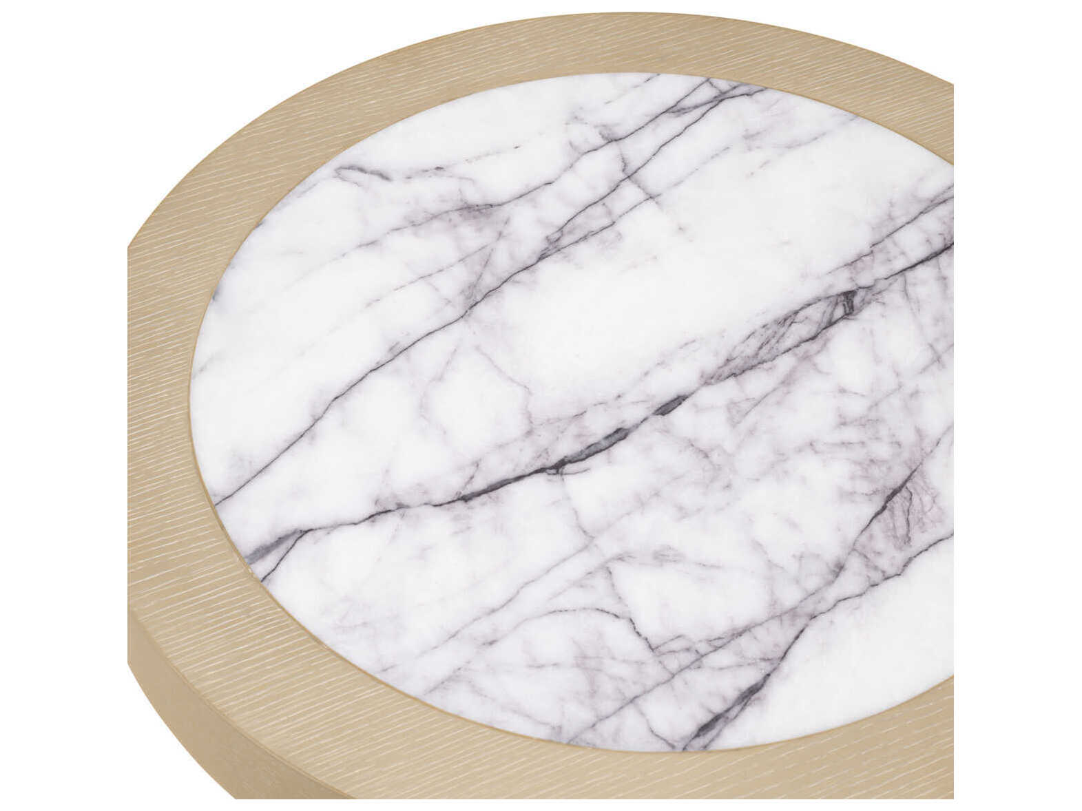 Eichholtz Presedio Washed Oak Veneer Biano Lilac Marble Top Side Table