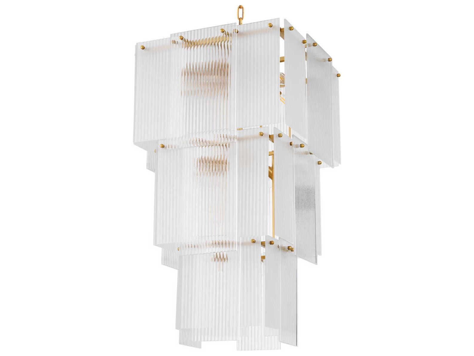 Eichholtz Giardano Clear And Frosted Glass Antique Brass Chandelier