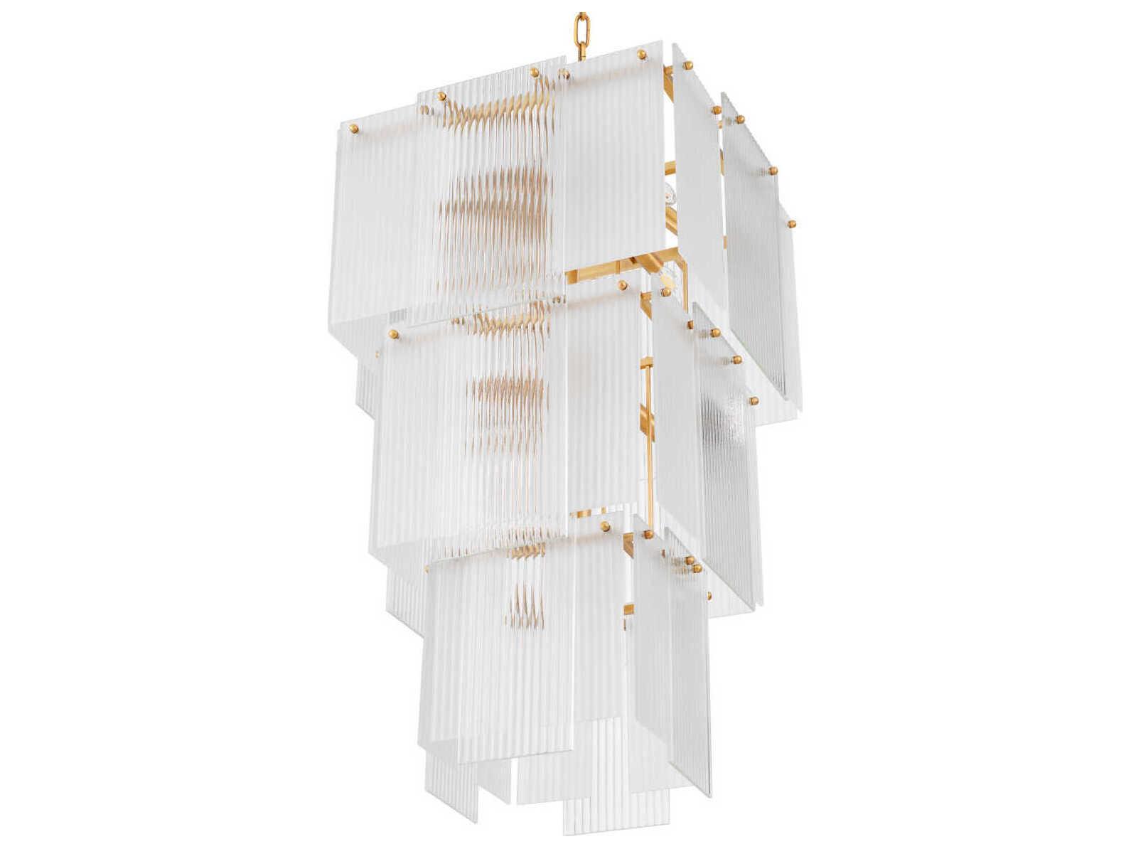 Eichholtz Giardano Clear And Frosted Glass Antique Brass Chandelier