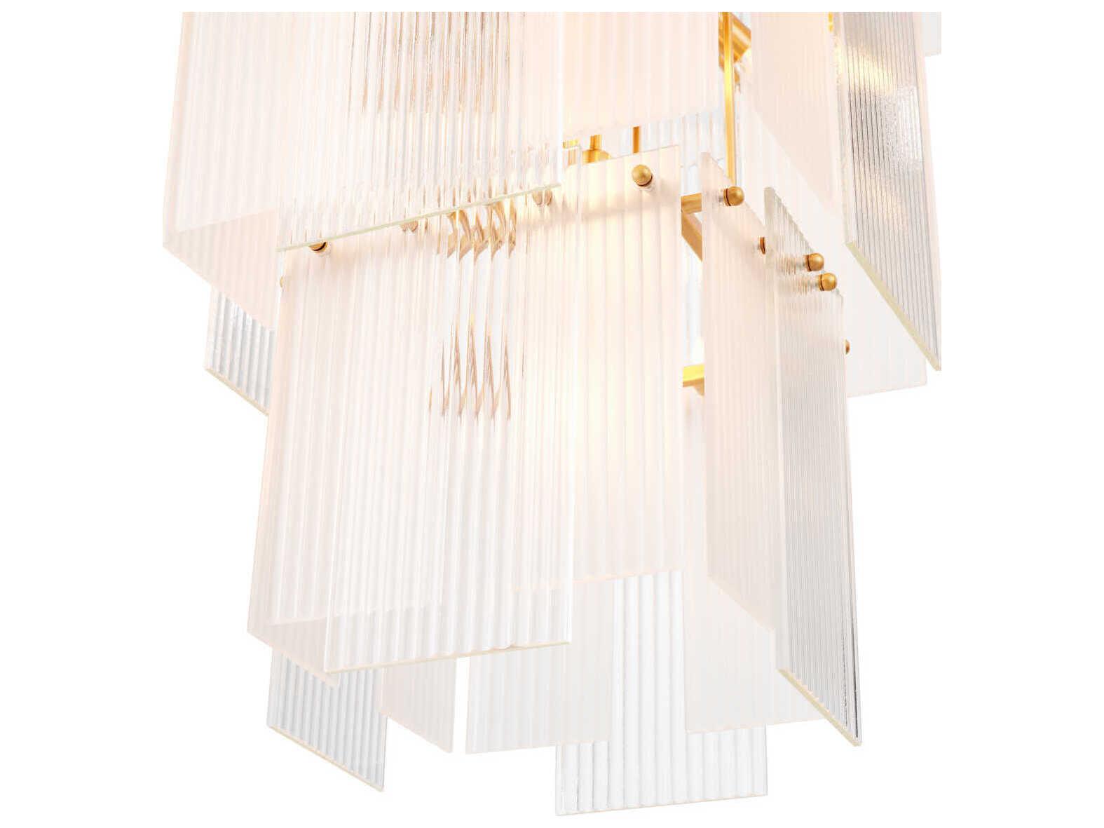 Eichholtz Giardano Clear And Frosted Glass Antique Brass Chandelier