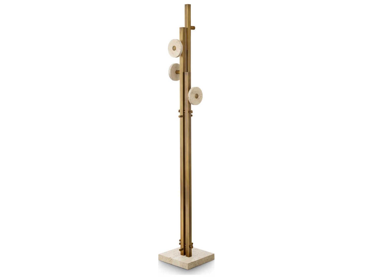 Eichholtz Amadora Vintage Brass Travertine Coatrack
