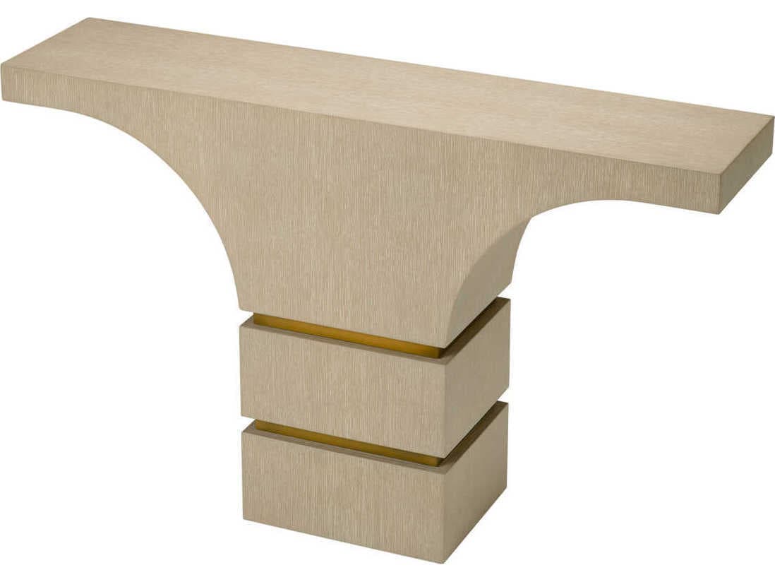 Eichholtz Thaddeus Washed Oak Veneer Brushed Brass Console Table