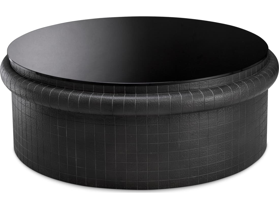 Eichholtz Round Black X Glass Coffee Table