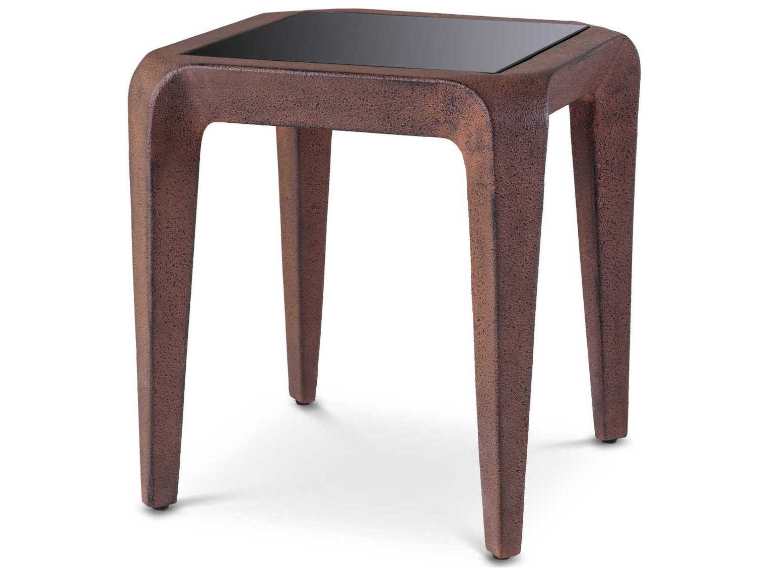 Eichholtz Quentin Oxidized Look Black Glass Side Table