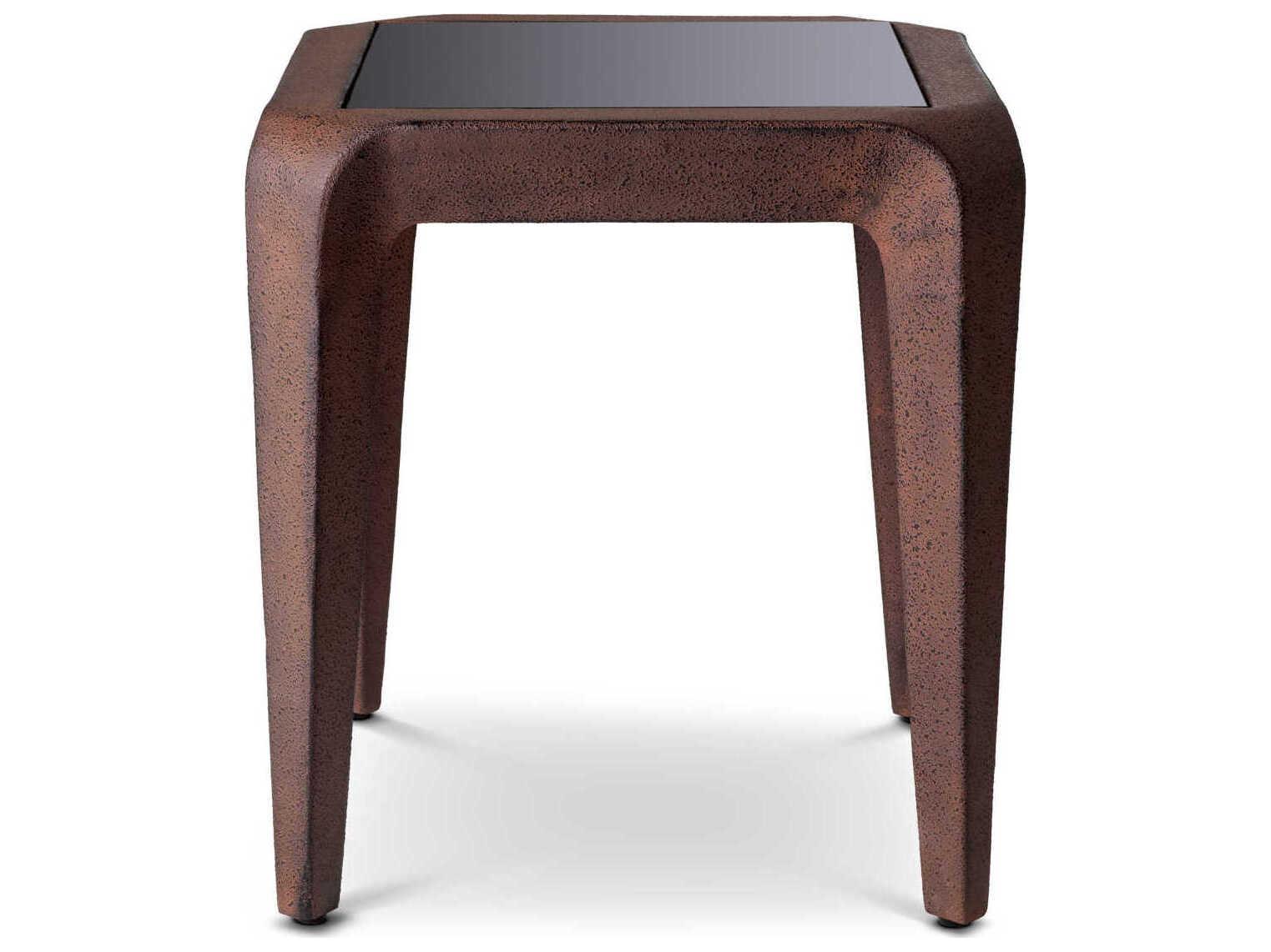 Eichholtz Quentin Oxidized Look Black Glass Side Table