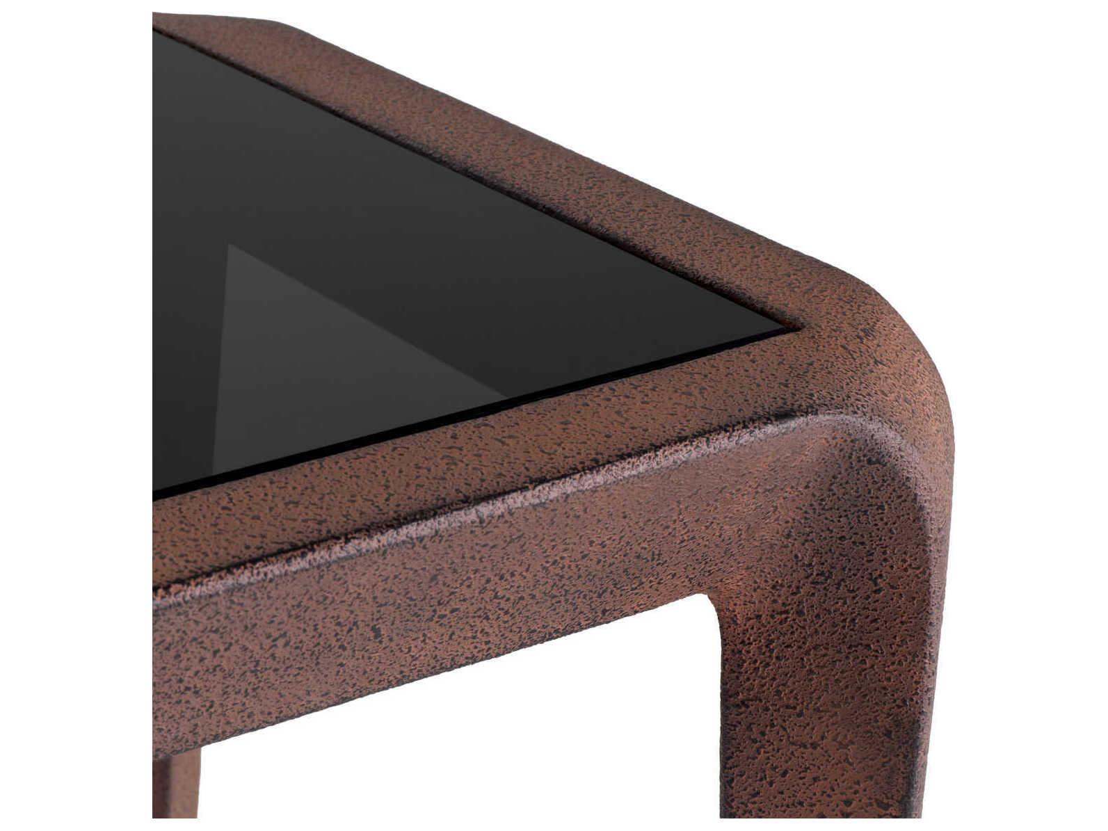 Eichholtz Quentin Oxidized Look Black Glass Side Table