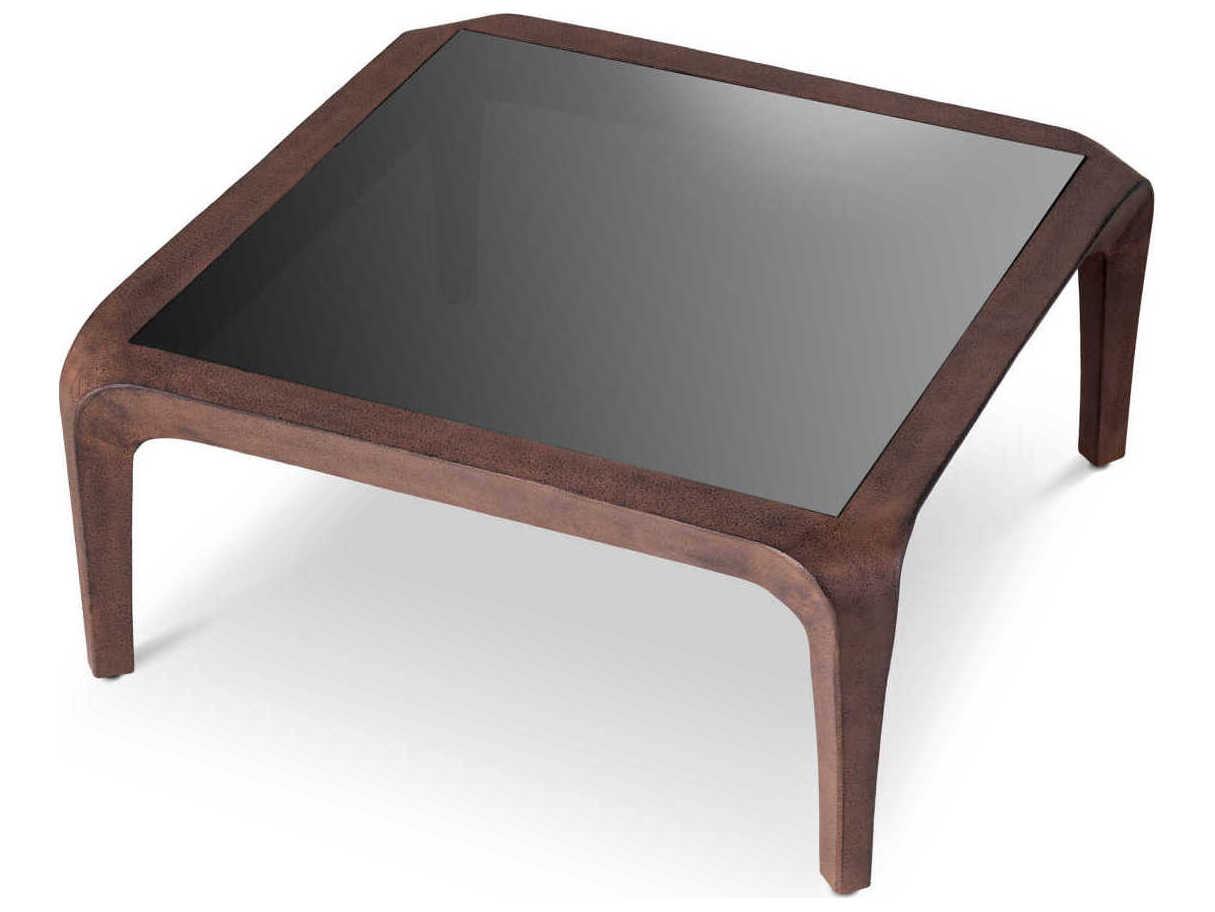 Eichholtz Quentin Oxidized Look Black Glass Coffee Table