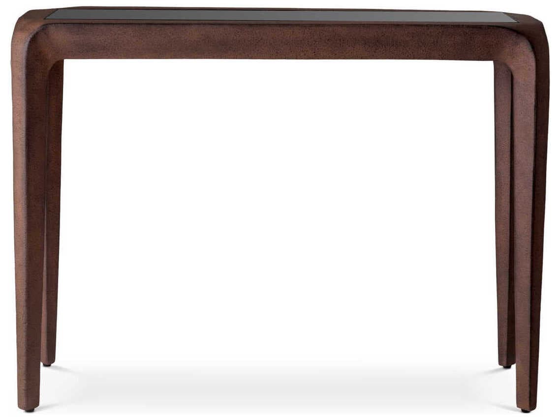 Eichholtz Quentin Oxidized Look Black Glass Console Table