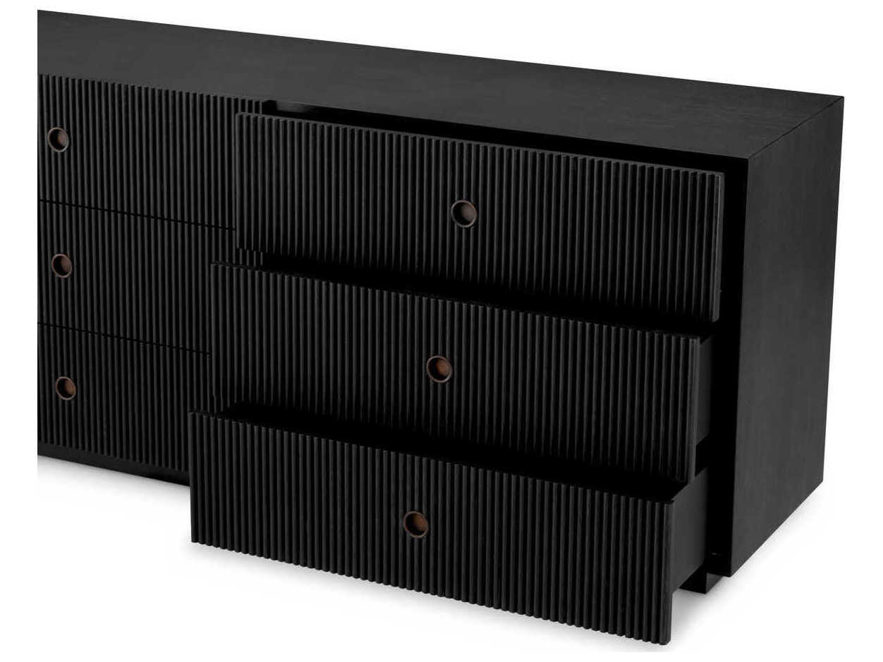 Eichholtz Chest Dimitrios Charcoal Grey Oak Veneer Drawer