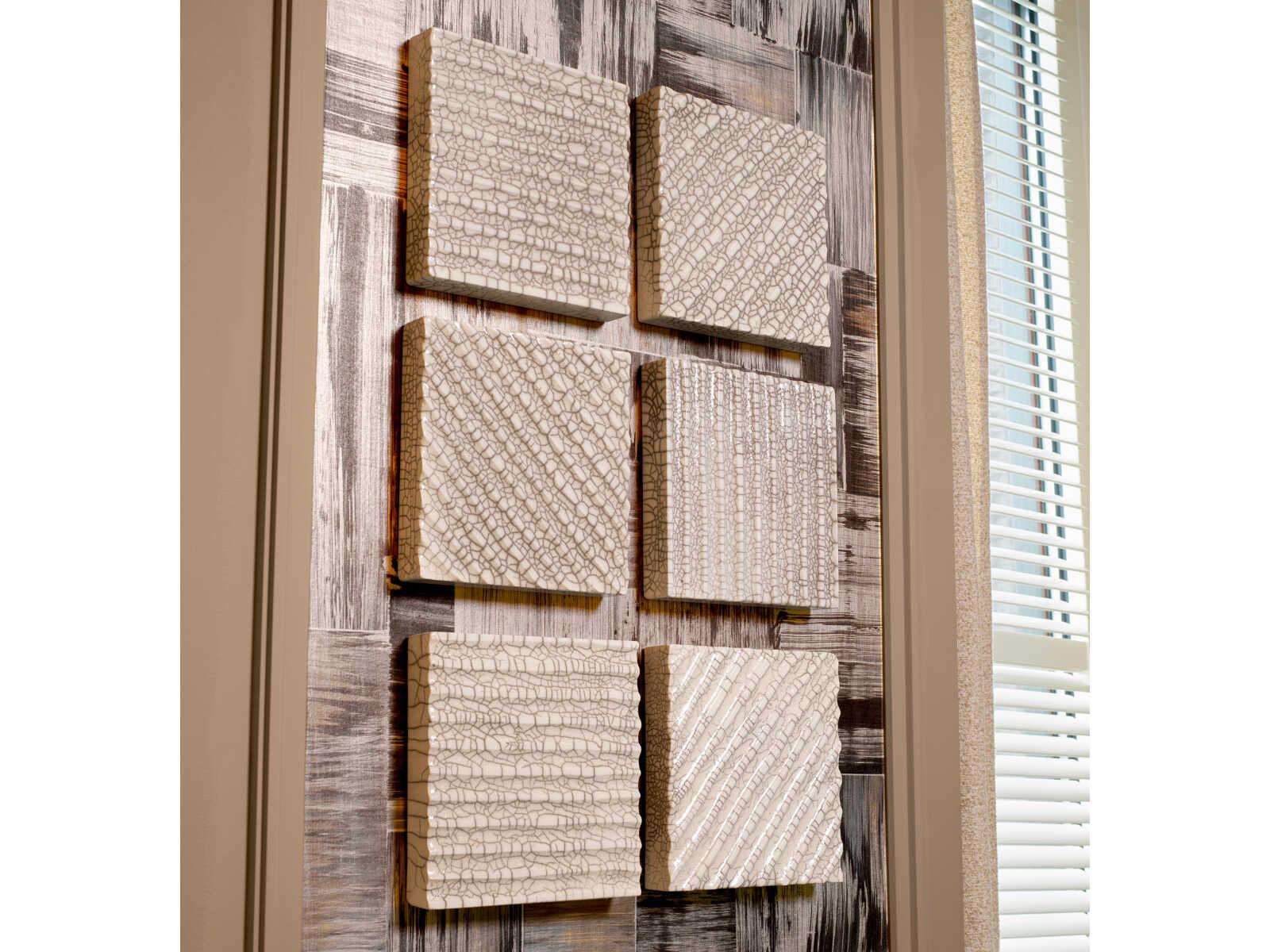 Eichholtz Division Diagonal Raku Ceramic Crackled White Wall Decoration