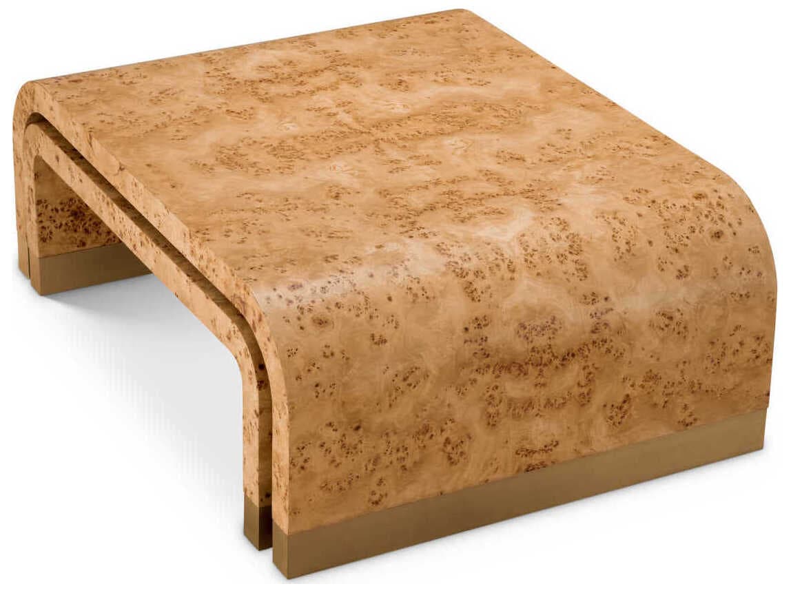 Eichholtz Quinton Light Brown Mappa Burl Veneer Set of 3 Coffee Table