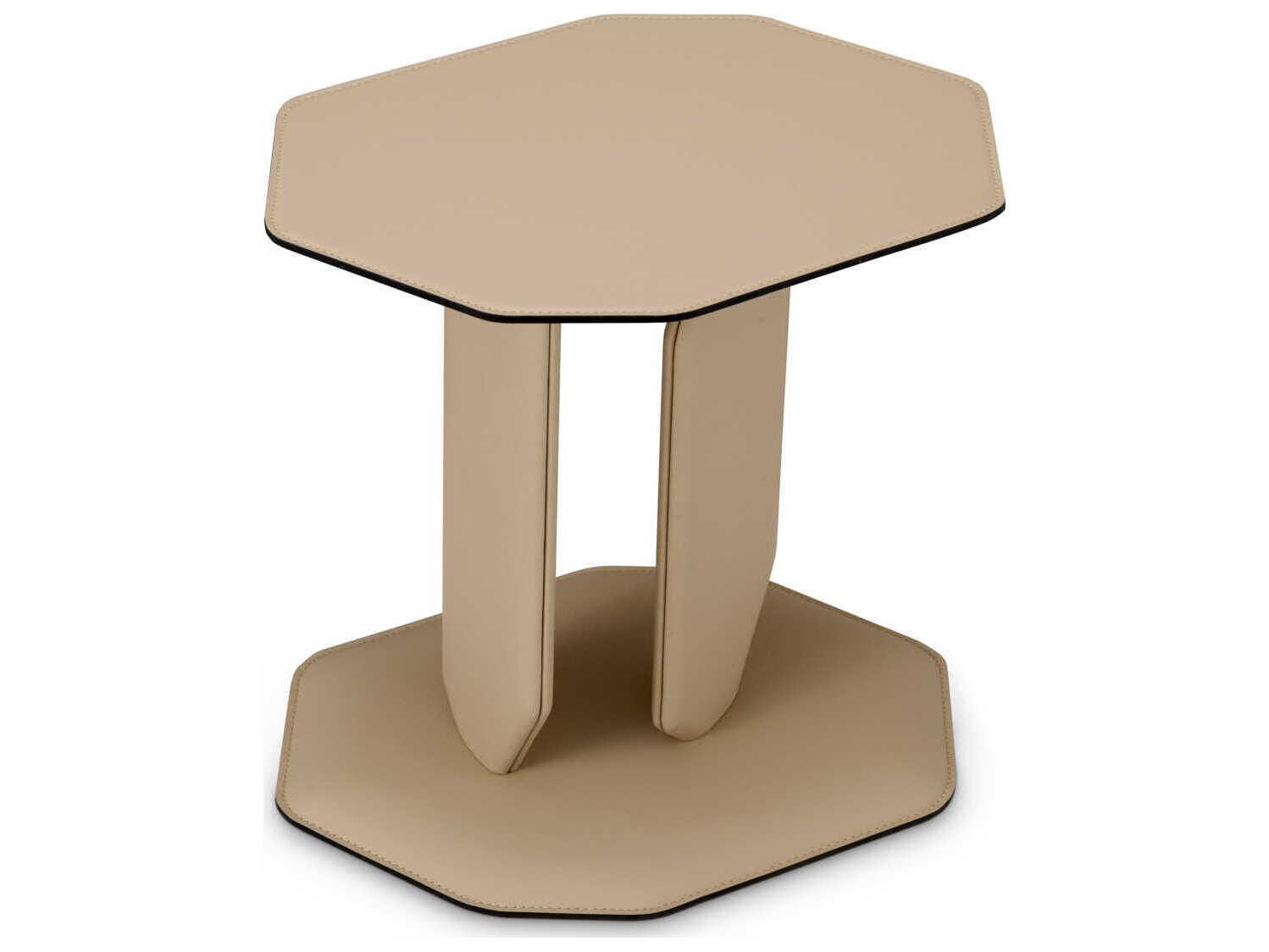 Eichholtz Maurizio Faux Leather Light Brown Side Table