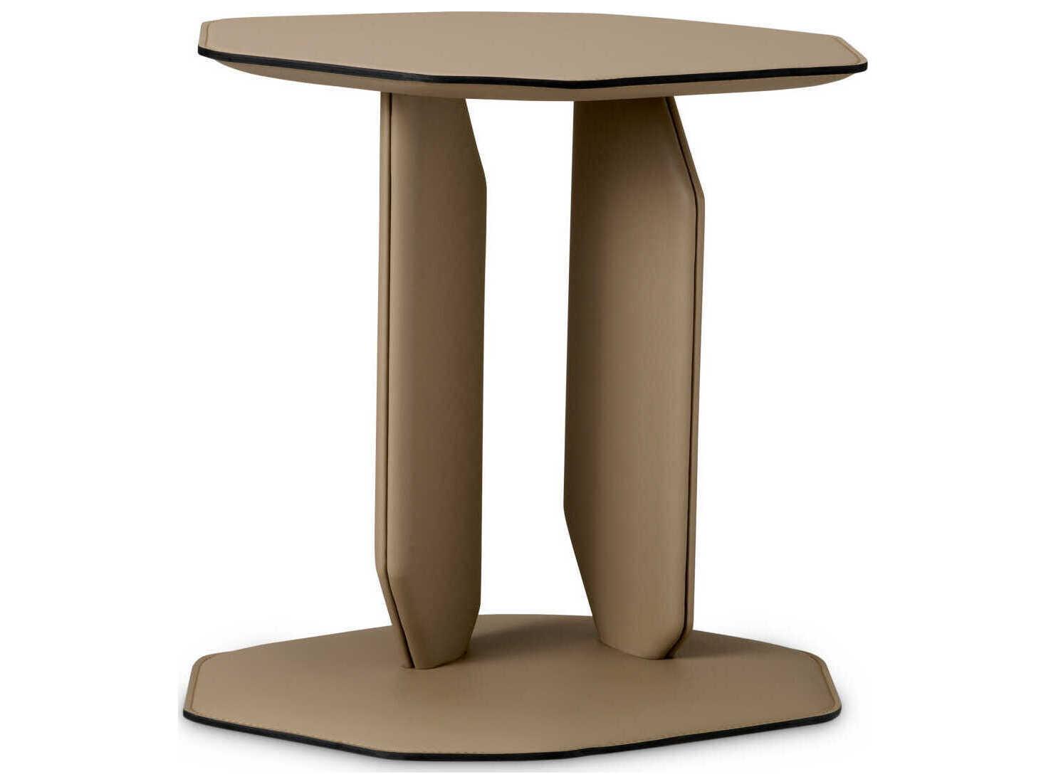 Eichholtz Maurizio Faux Leather Brown Side Table