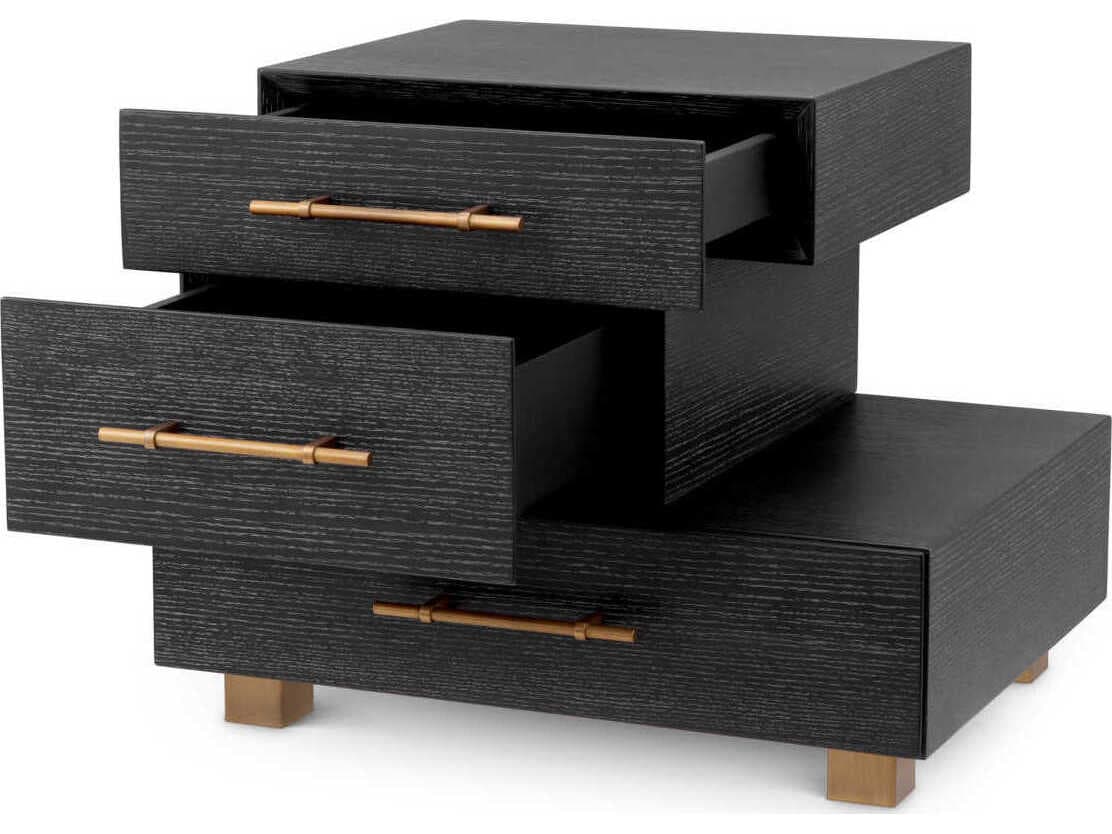 Eichholtz Evendale Charcoal Oak Veneer Nightstand